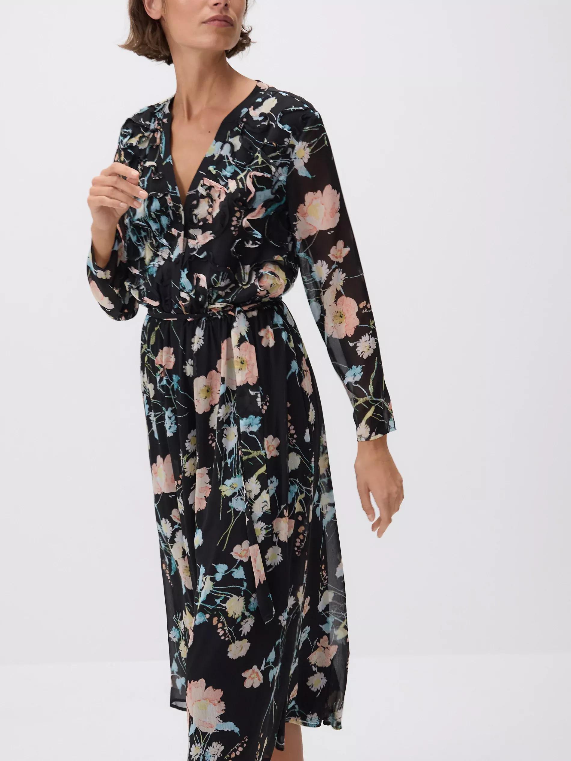 Multicolour Dress With Pattern And Decorative Lace, , large image number 0
