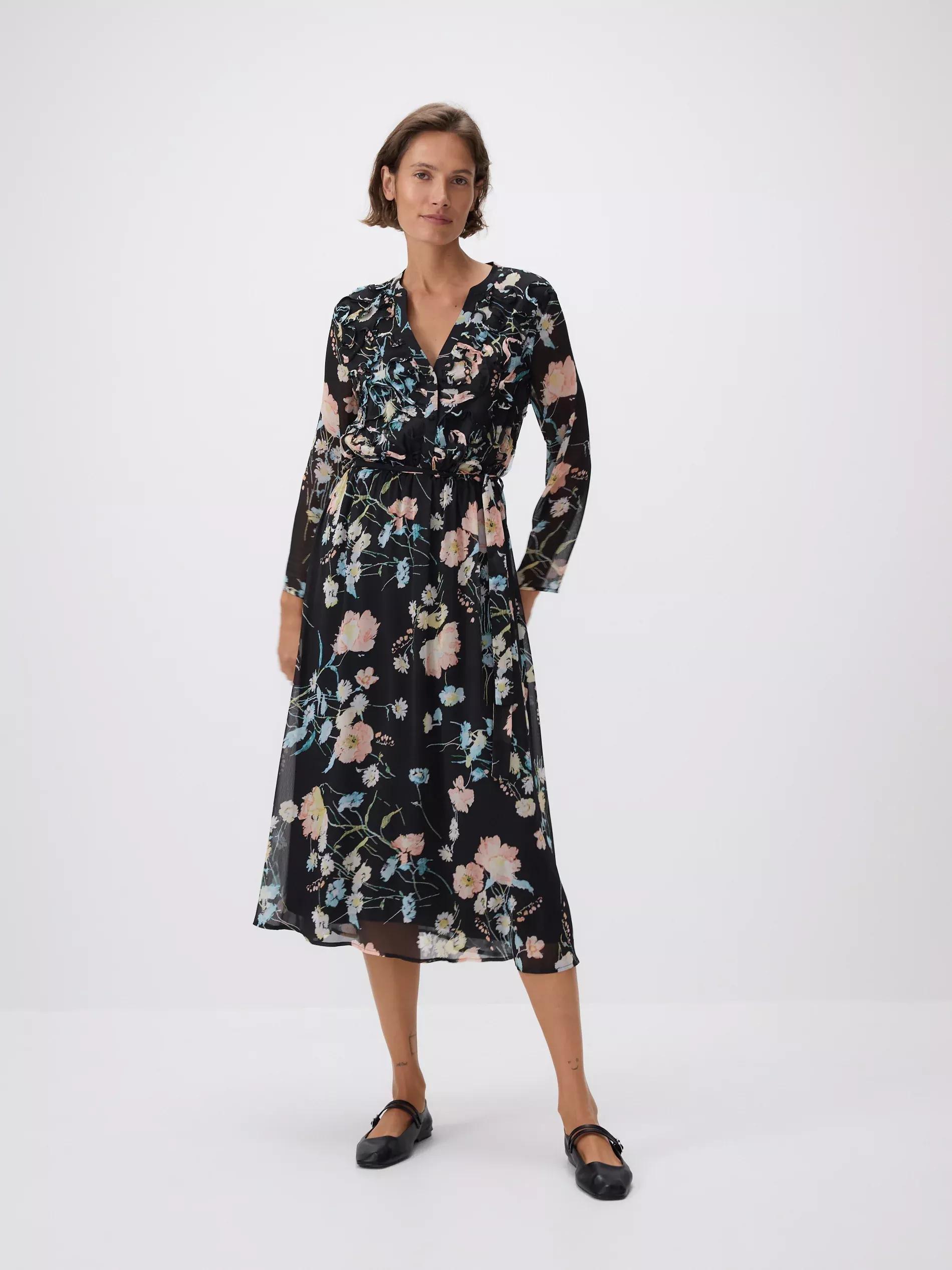 Multicolour Dress With Pattern And Decorative Lace, , large image number 1