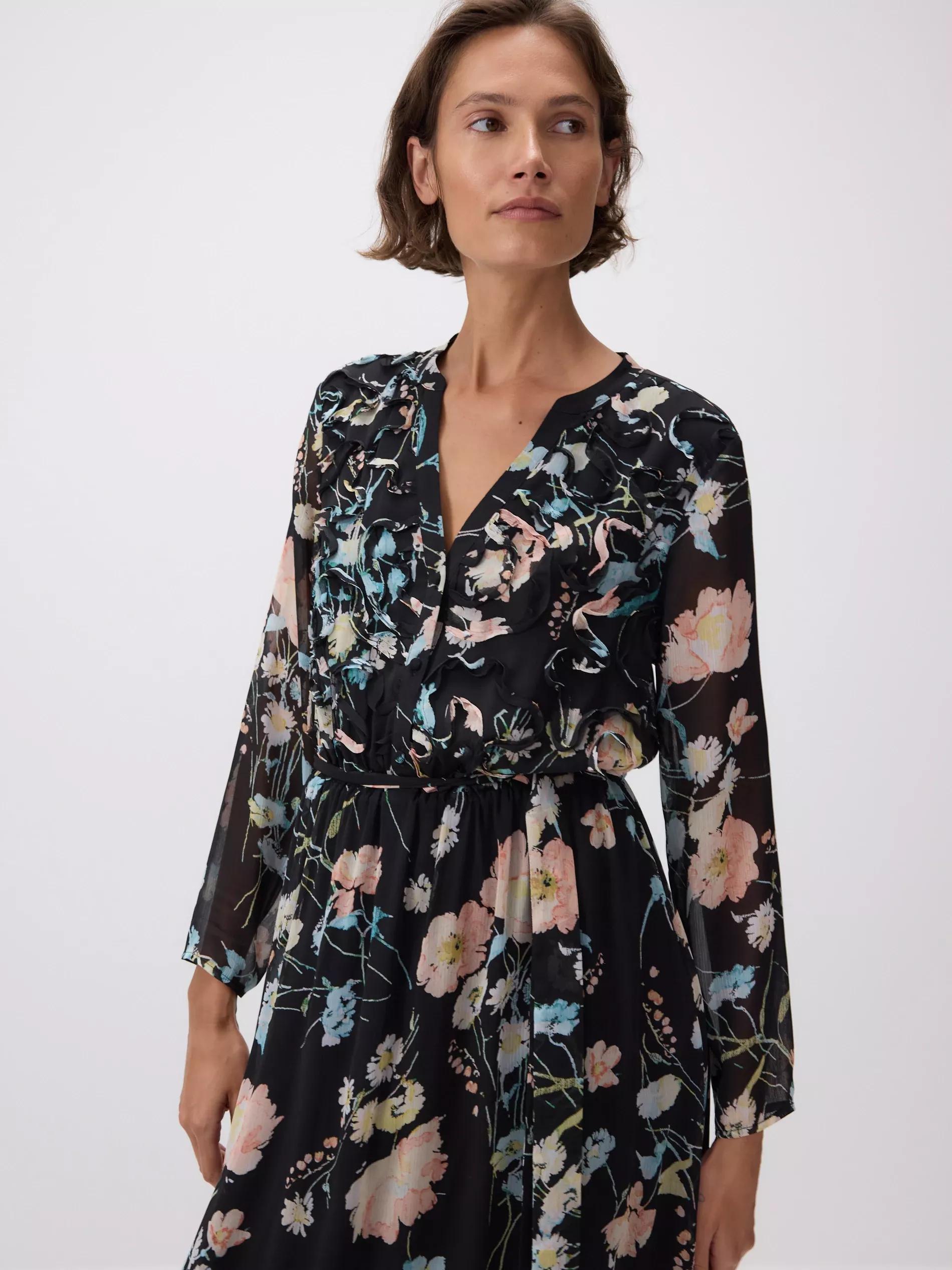 Multicolour Dress With Pattern And Decorative Lace, , large image number 3