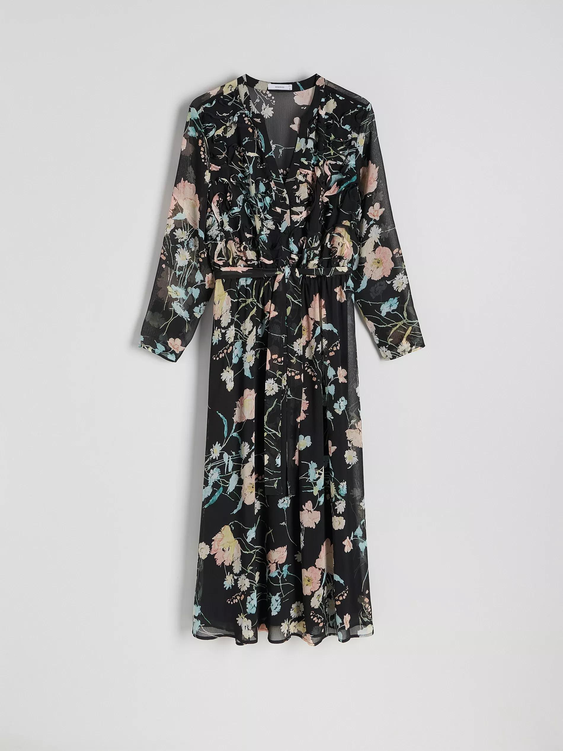 Multicolour Dress With Pattern And Decorative Lace, , large image number 4