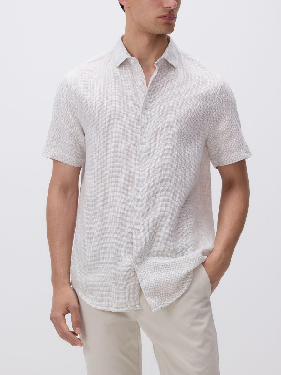 Beige Regular Fit Cotton Shirt, , large image number 0
