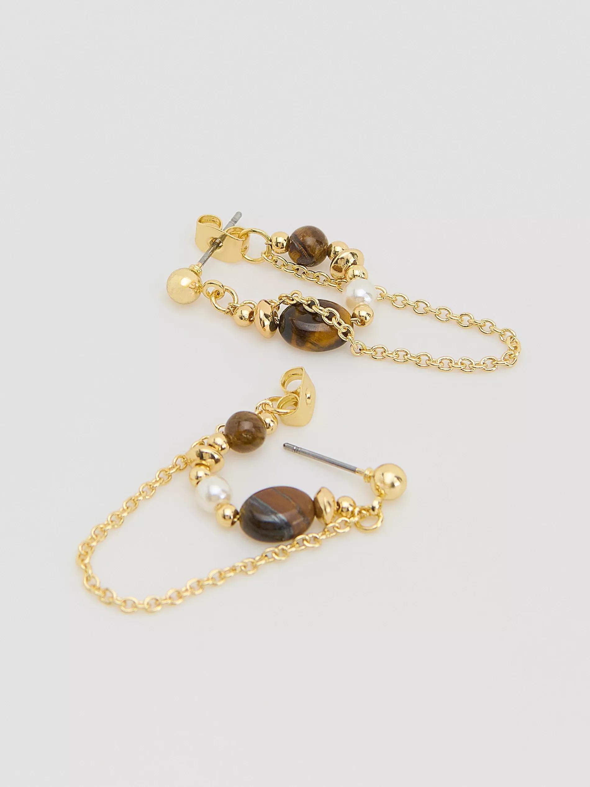 MULTICOLOR Dangling earrings with natural stones, Multicolor, large image number 1