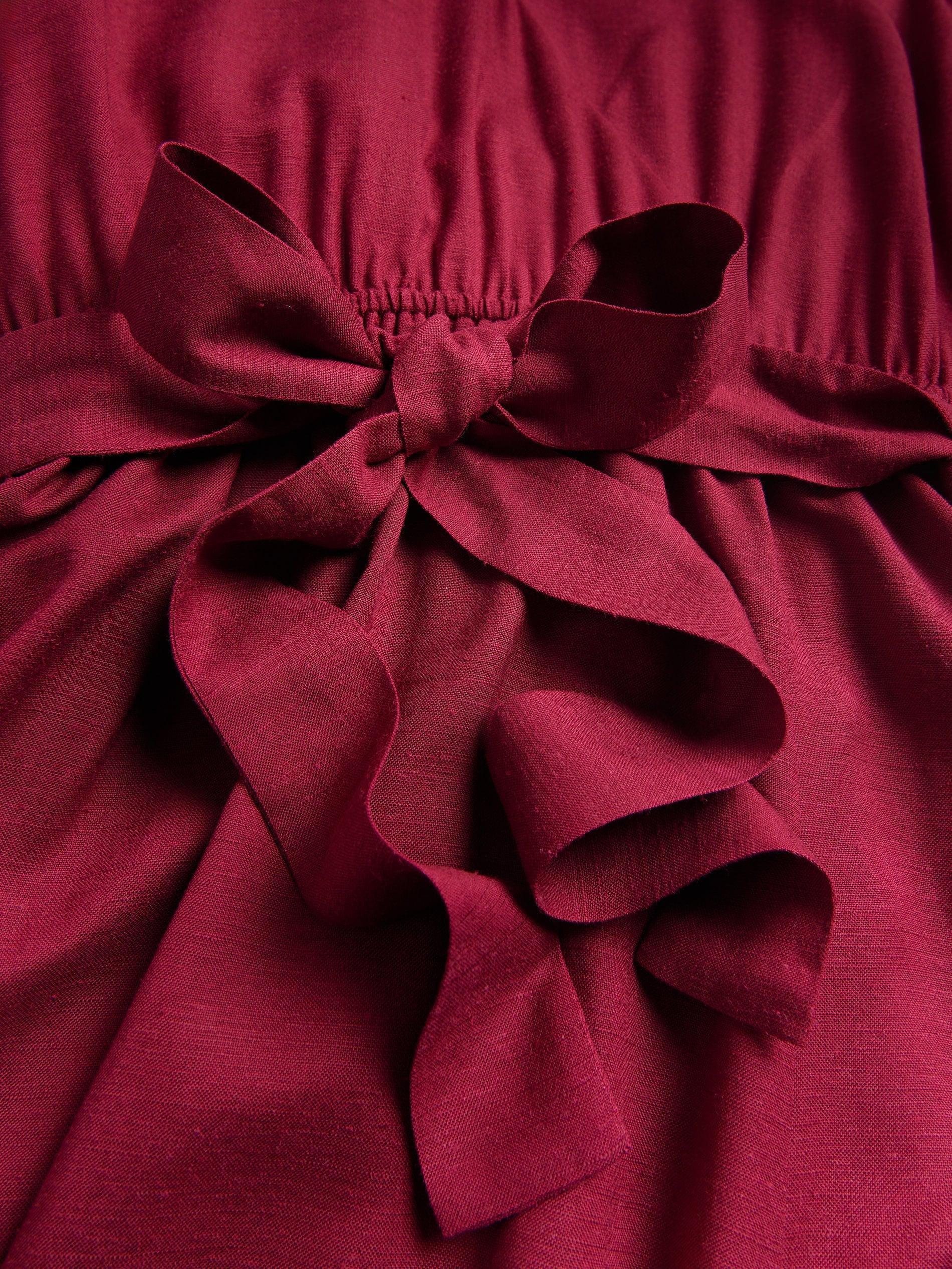 Maroon Midi Dress With Linen Blend, Burgundy, large image number 5