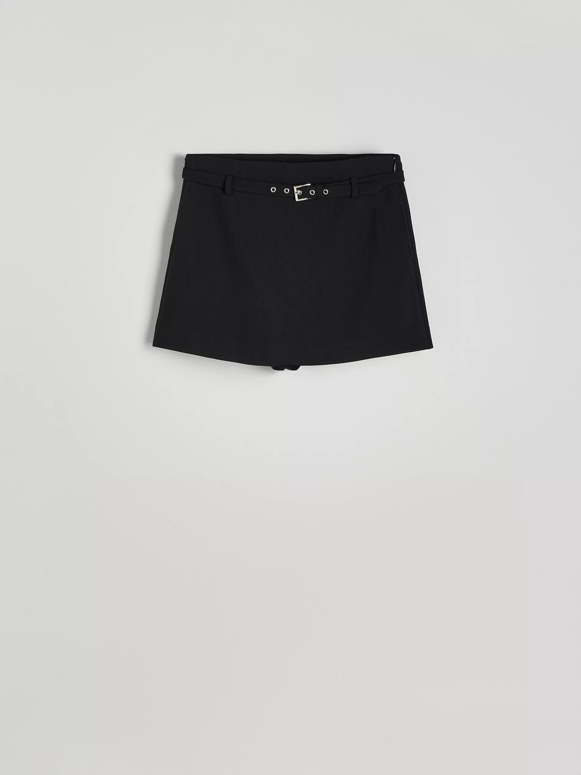 Black Tennis Skirt With Belt, Black, large image number 0