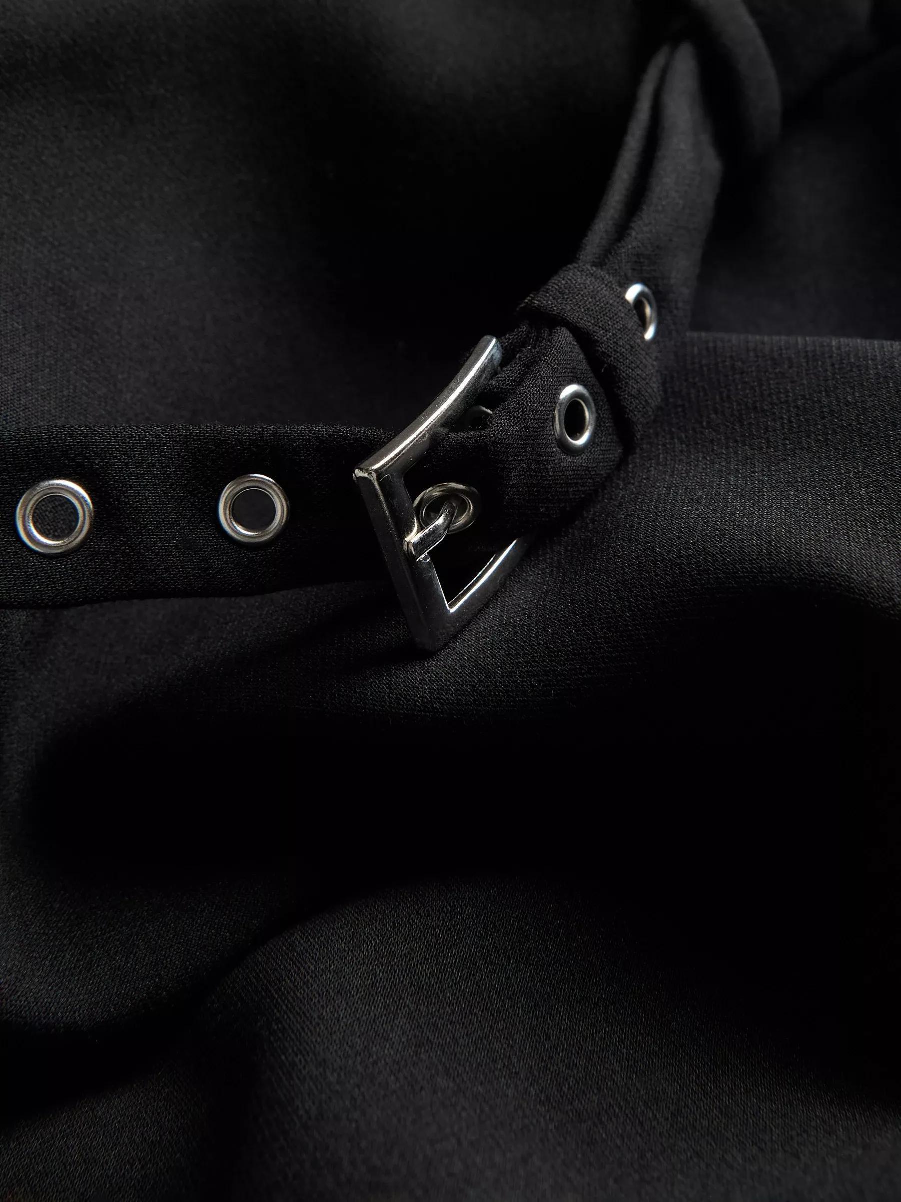 Black Tennis Skirt With Belt, Black, large image number 1