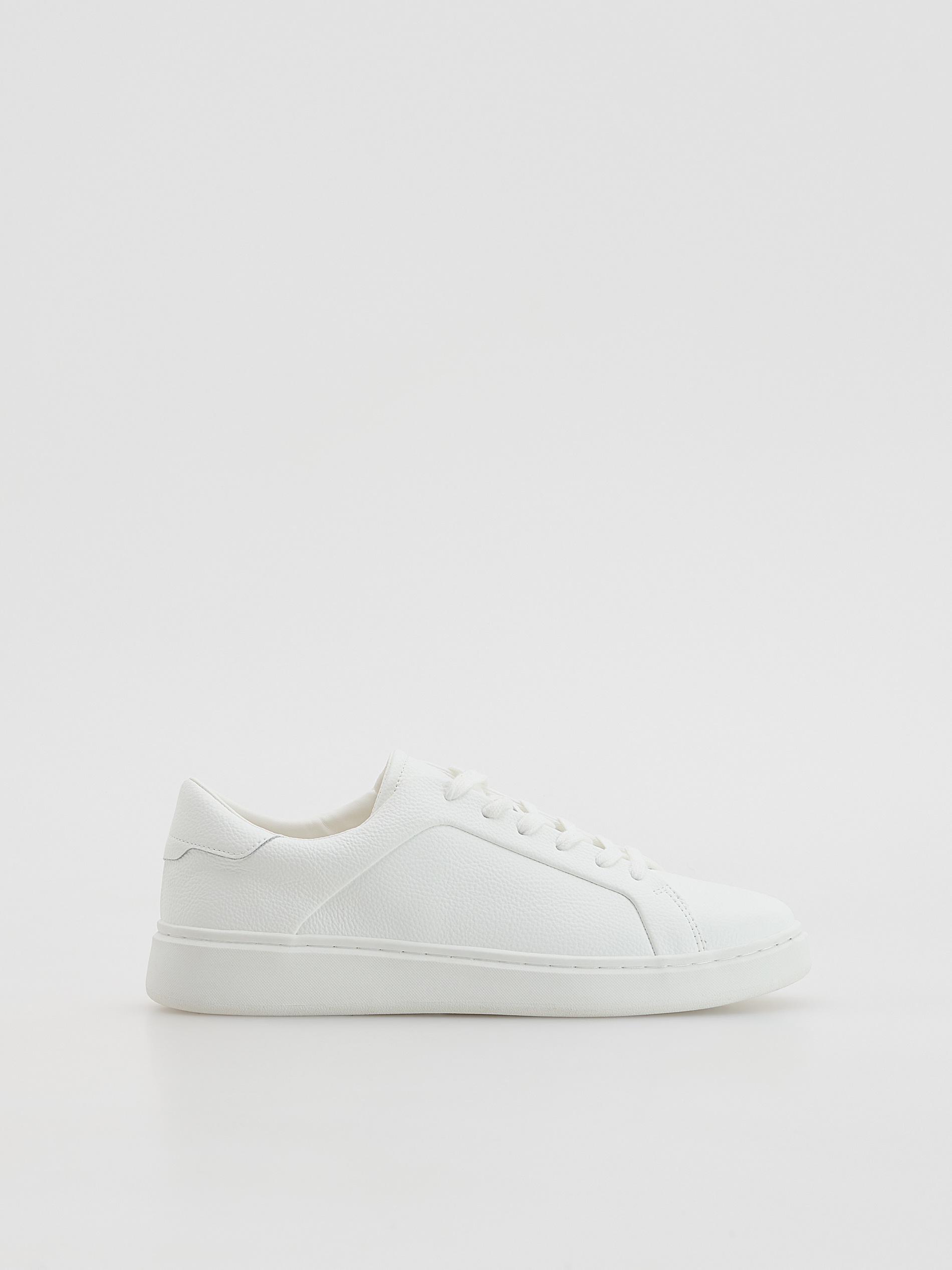 White Leather Rich Sneakers, White, large image number 0