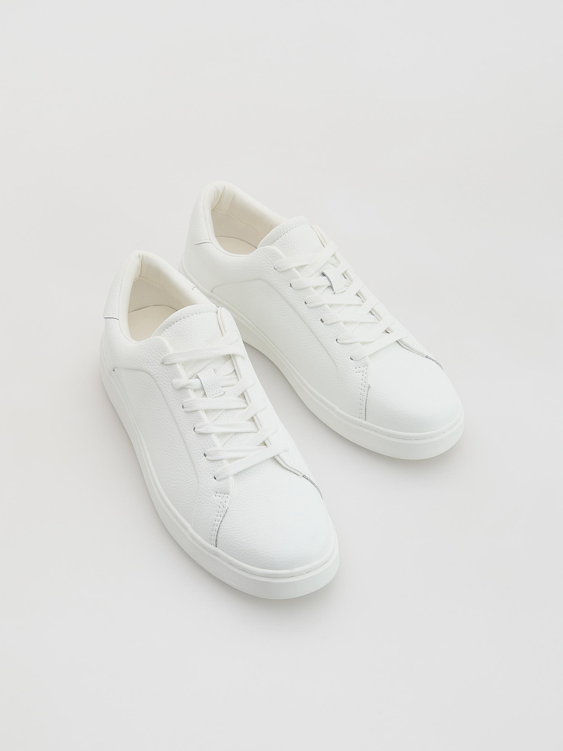 White Leather Rich Sneakers, White, large image number 1