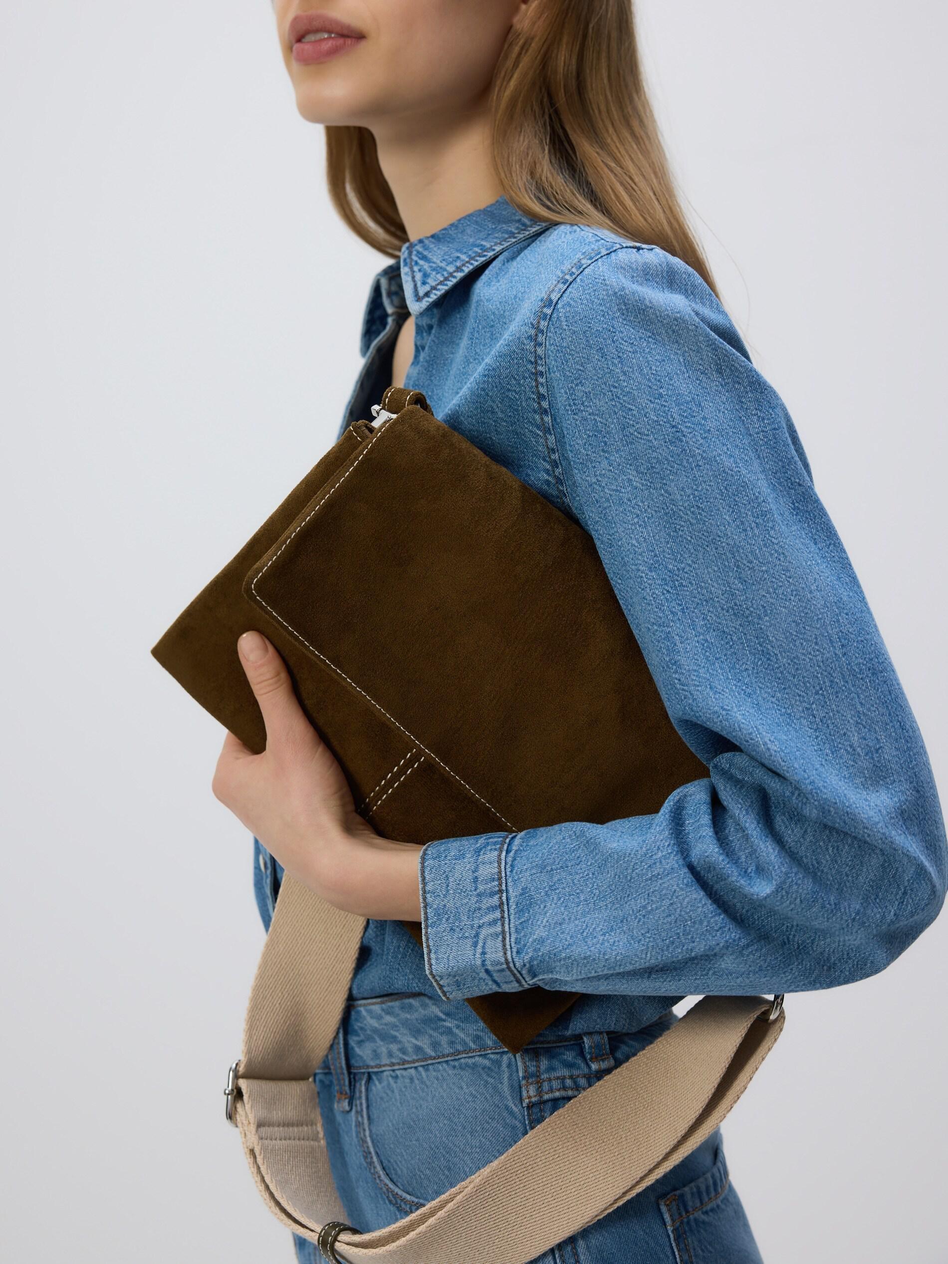 Green Shoulder Bag, Khaki, large image number 4