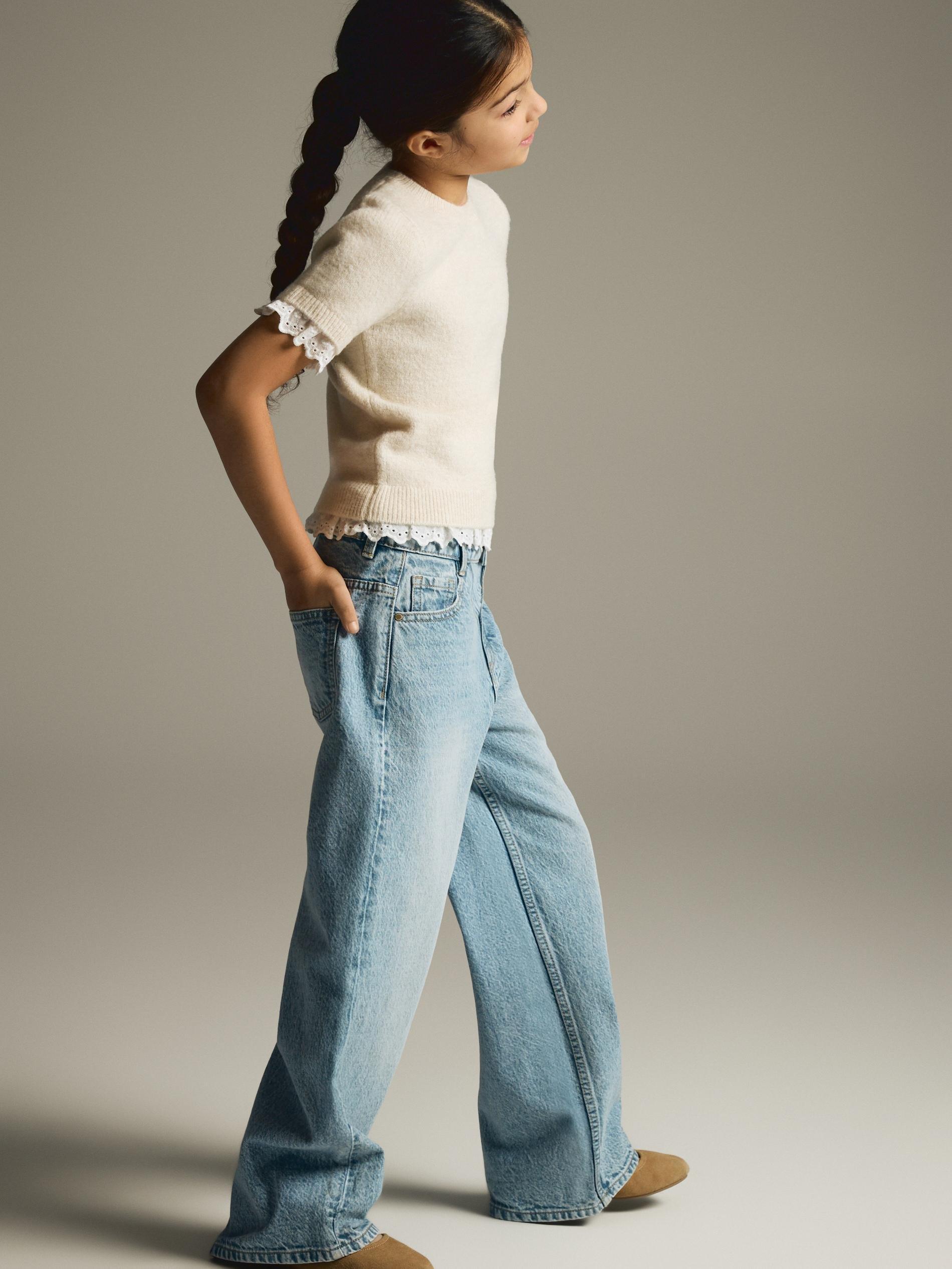Blue Wide Leg Jeans, Blue, large image number 2
