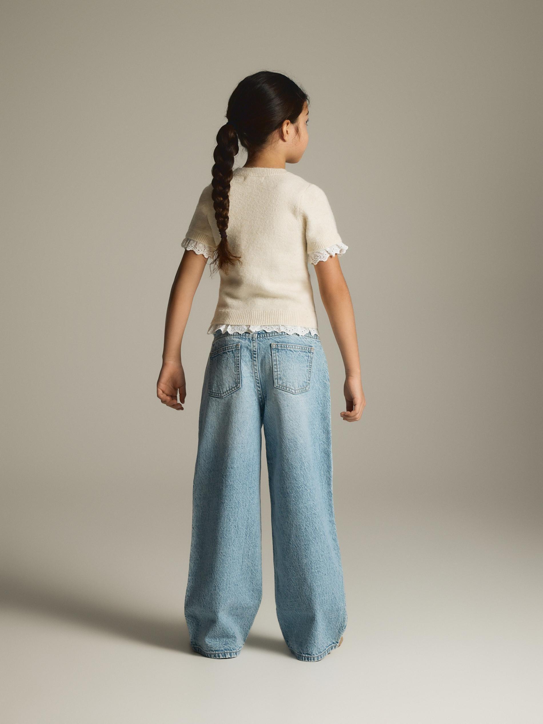Blue Wide Leg Jeans, Blue, large image number 3
