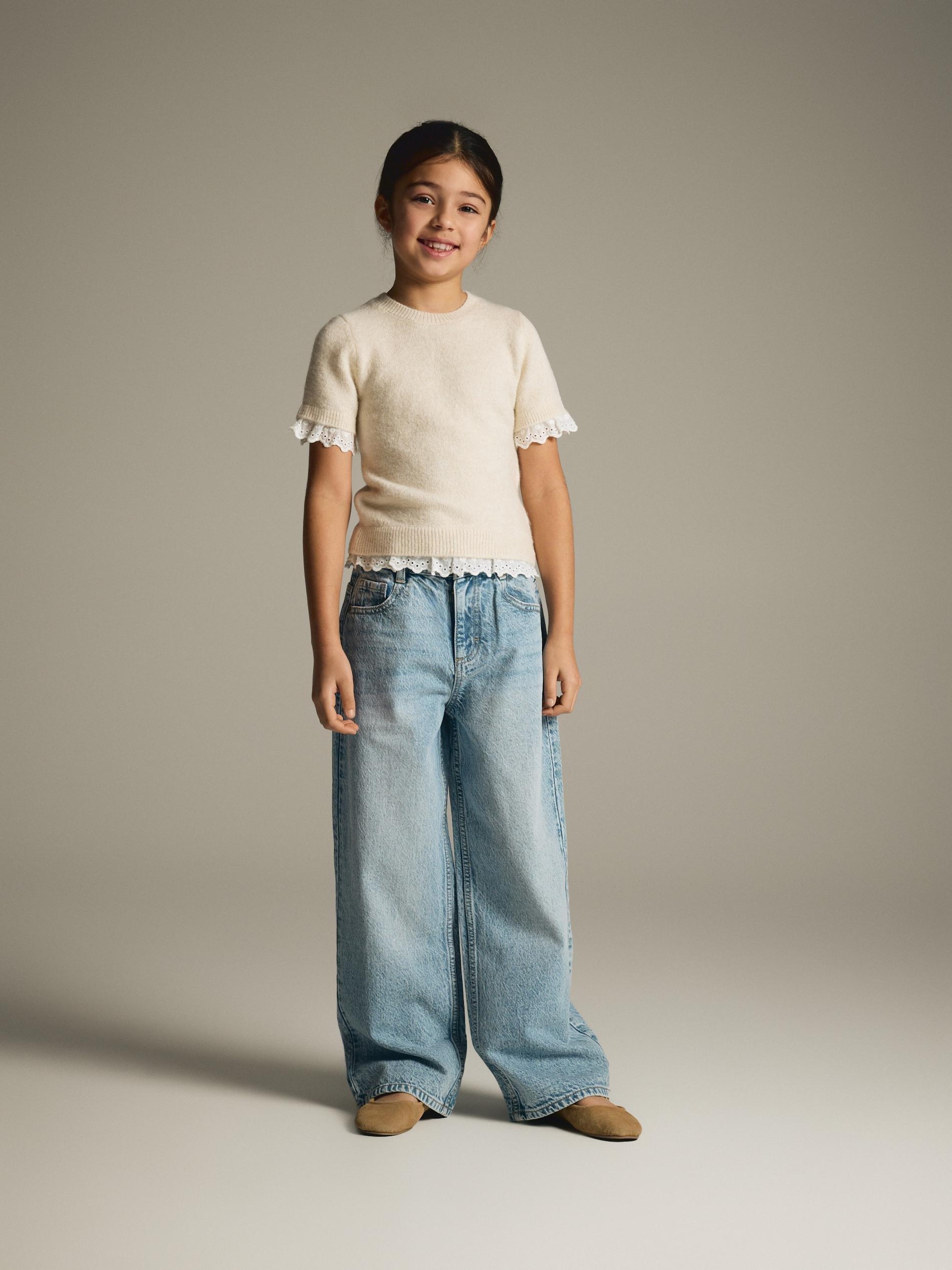 Blue Wide Leg Jeans, Blue, large image number 4