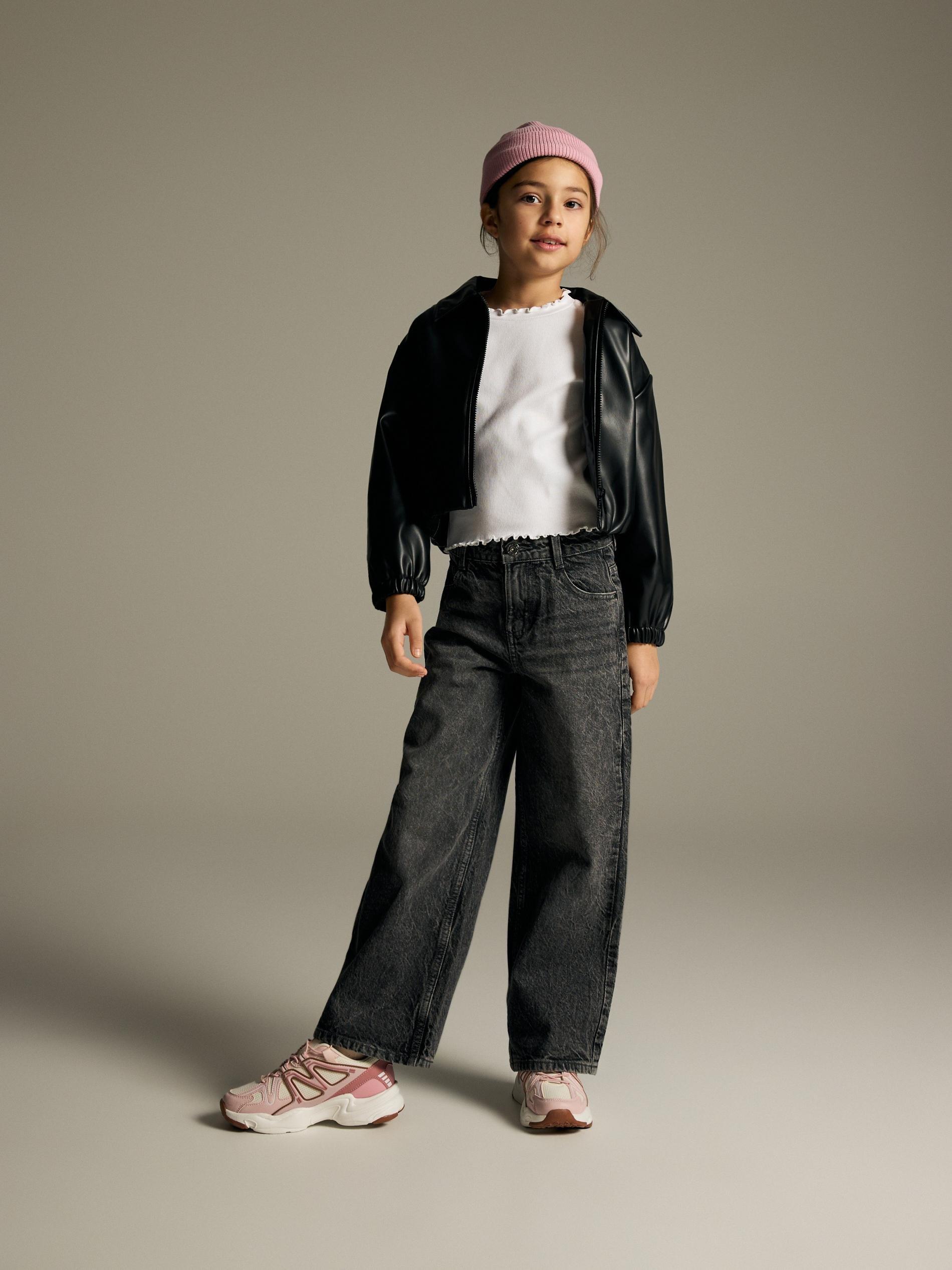 Grey Wide Leg Jeans, Grey, large image number 2