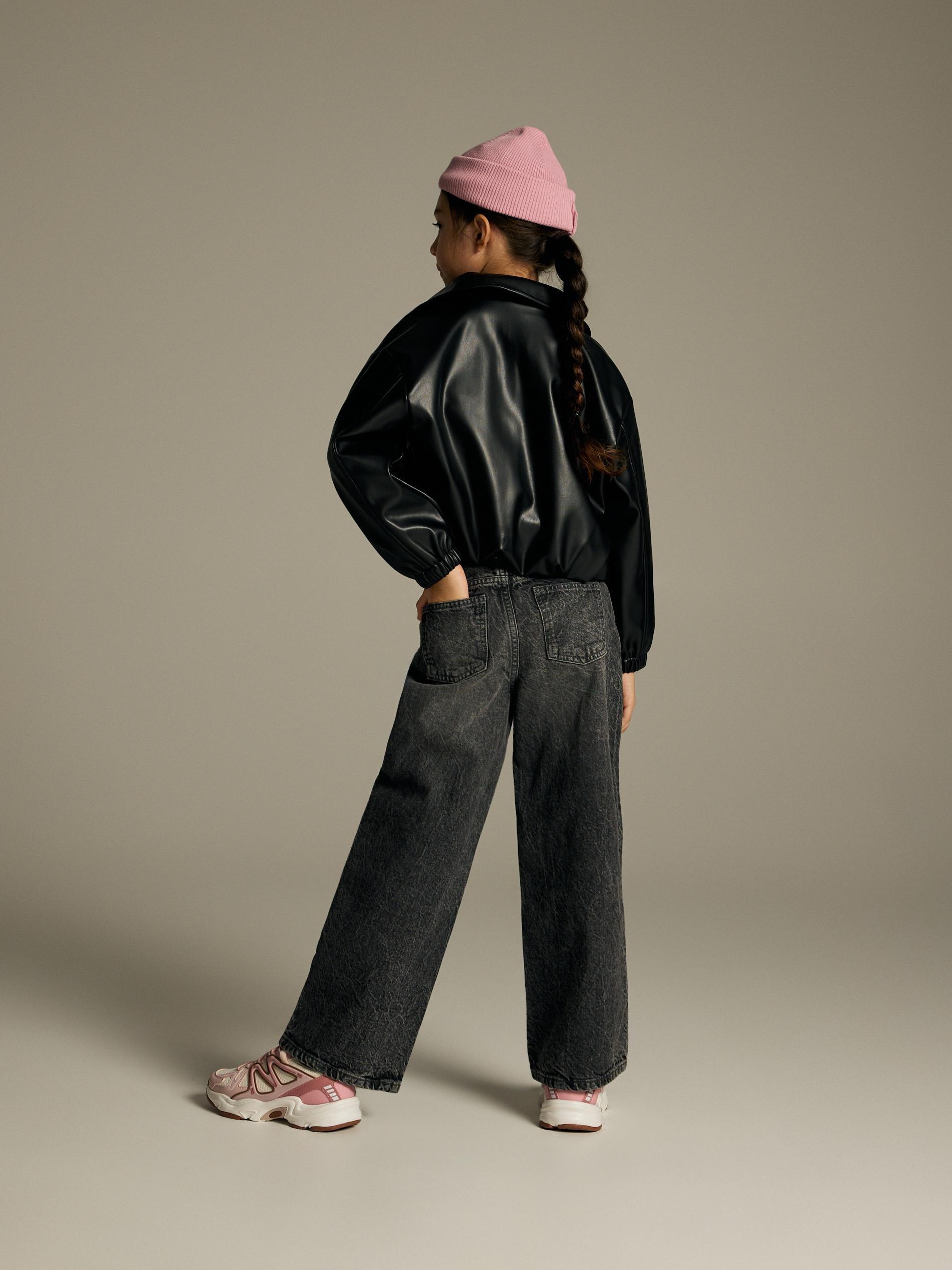 Grey Wide Leg Jeans, Grey, large image number 4