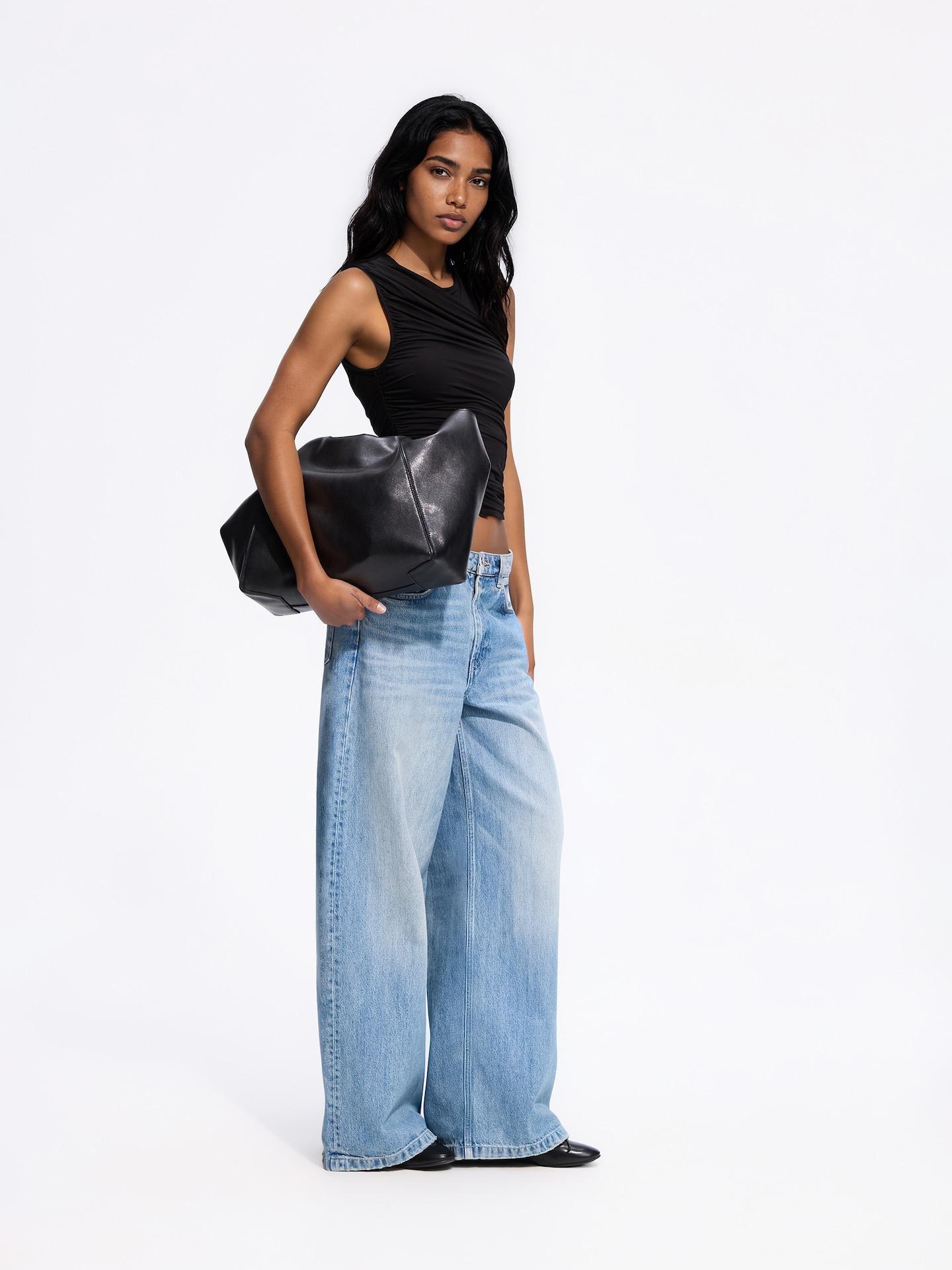 Black Viscose Rich Top, Black, large image number 0