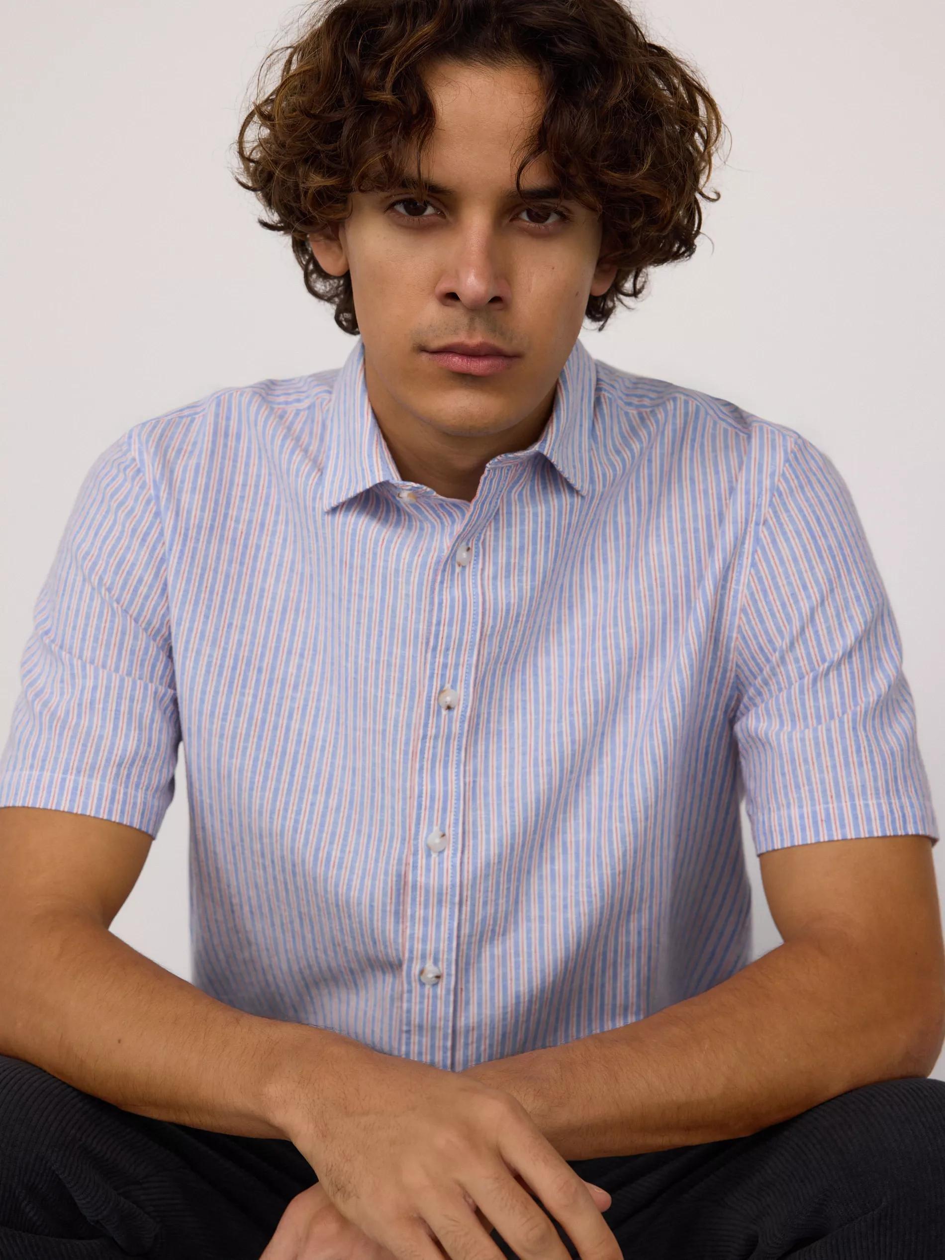 Multicolour Regular Fit Linen Rich Shirt, Multicolor, medium