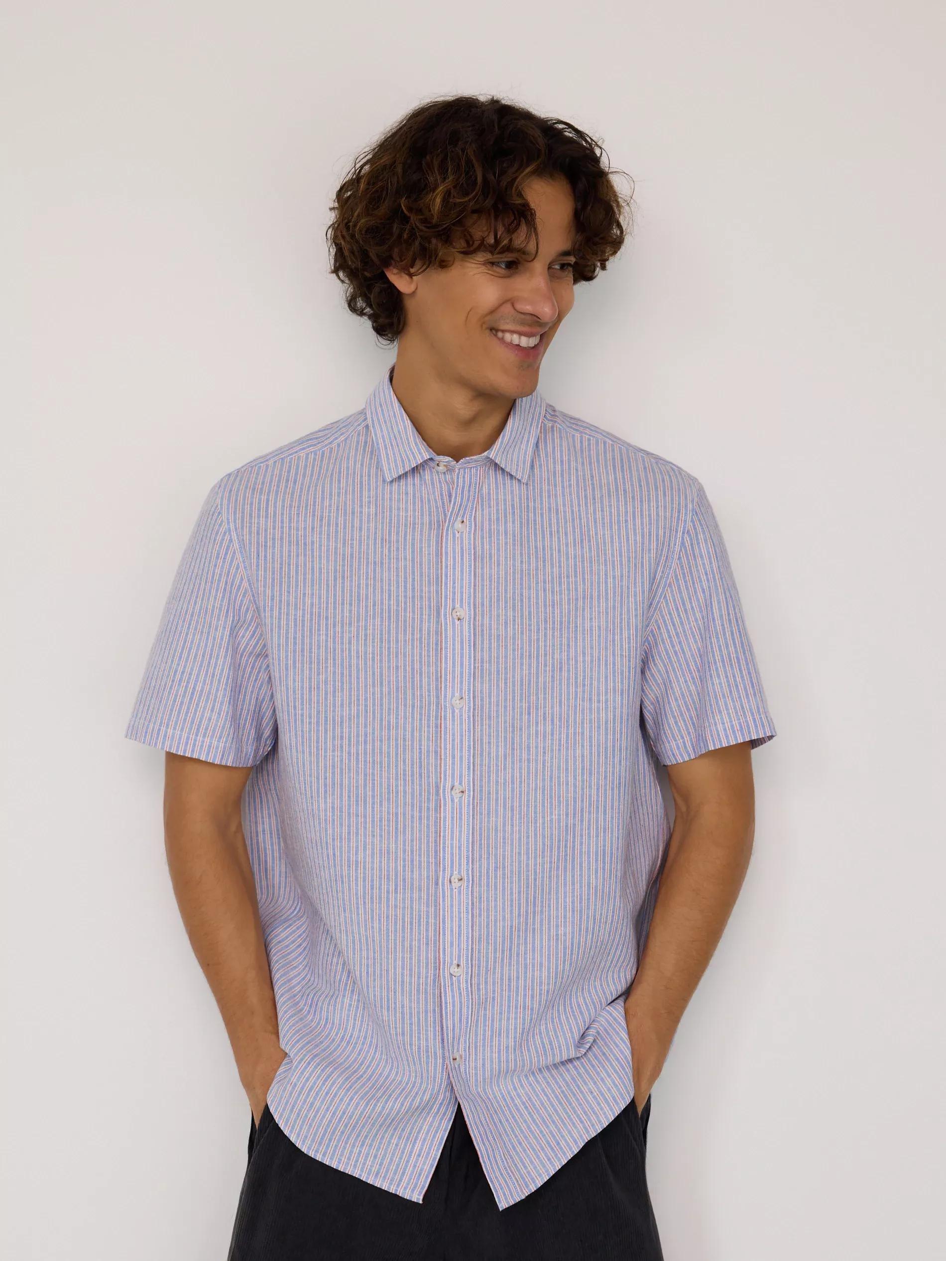 Multicolour Regular Fit Linen Rich Shirt, Multicolor, large image number 3