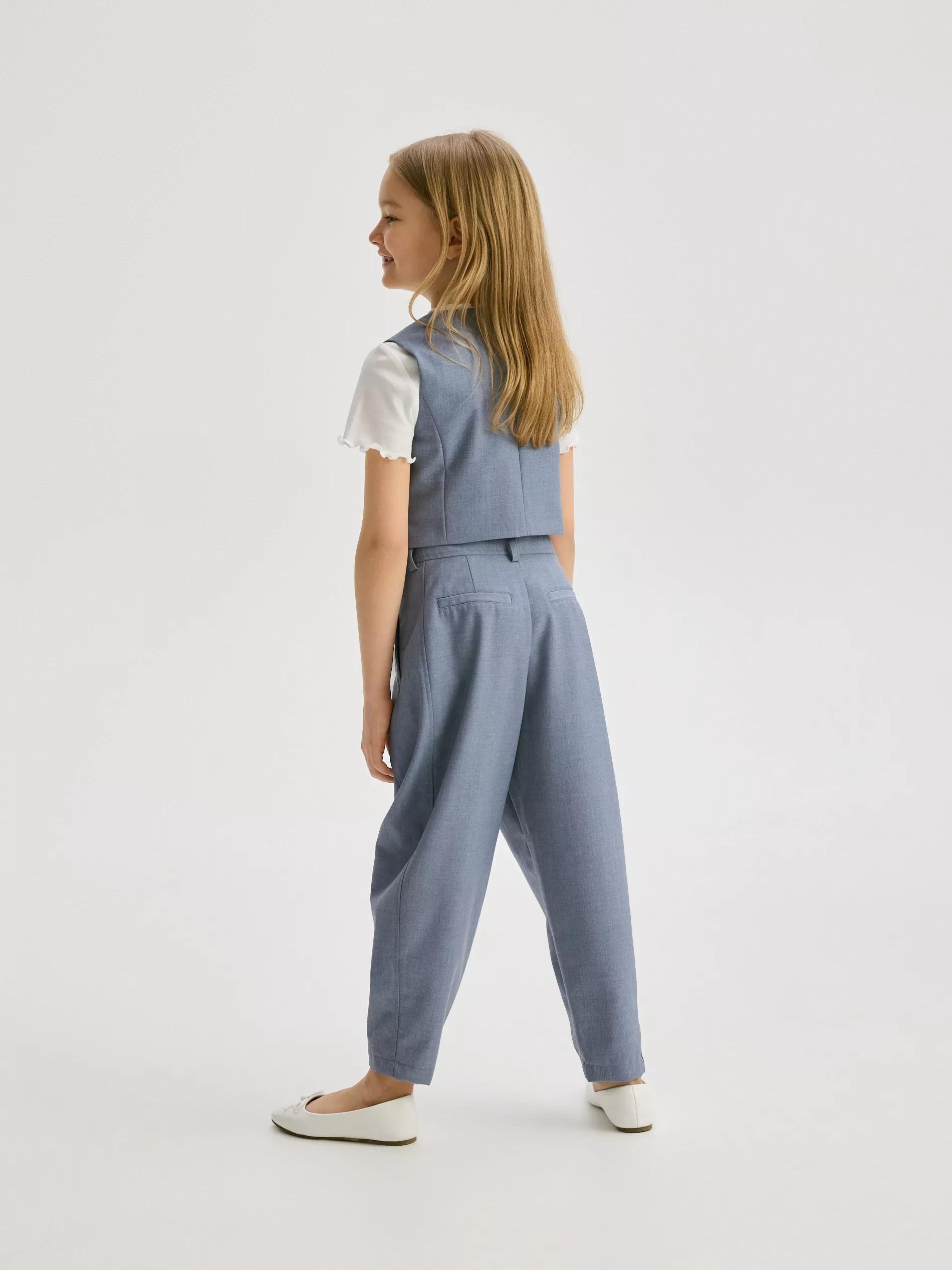 Blue Smart Elongated Waistcoat, Kids Girls, , large image number 1