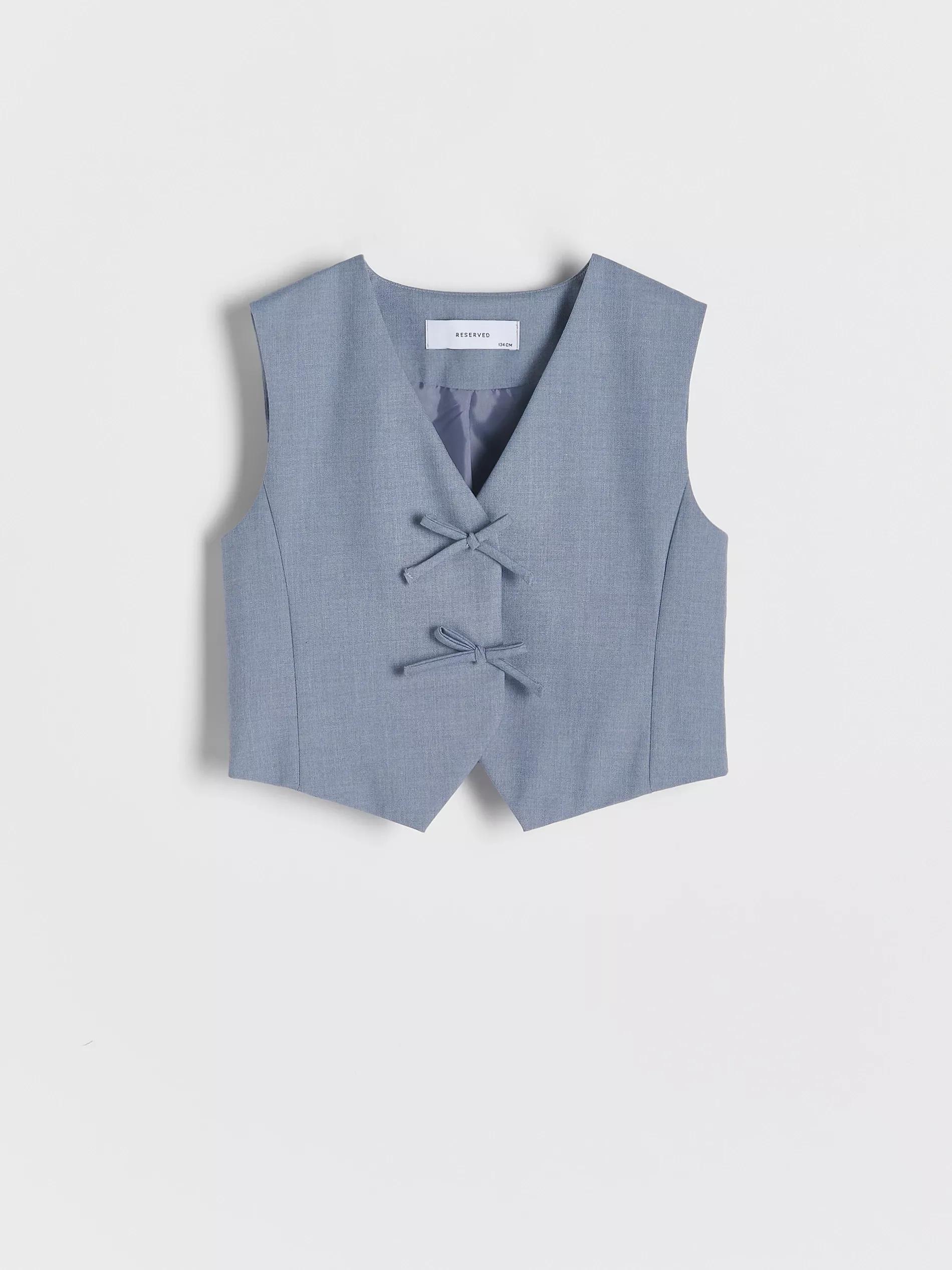 Blue Smart Elongated Waistcoat, Kids Girls, , large image number 2