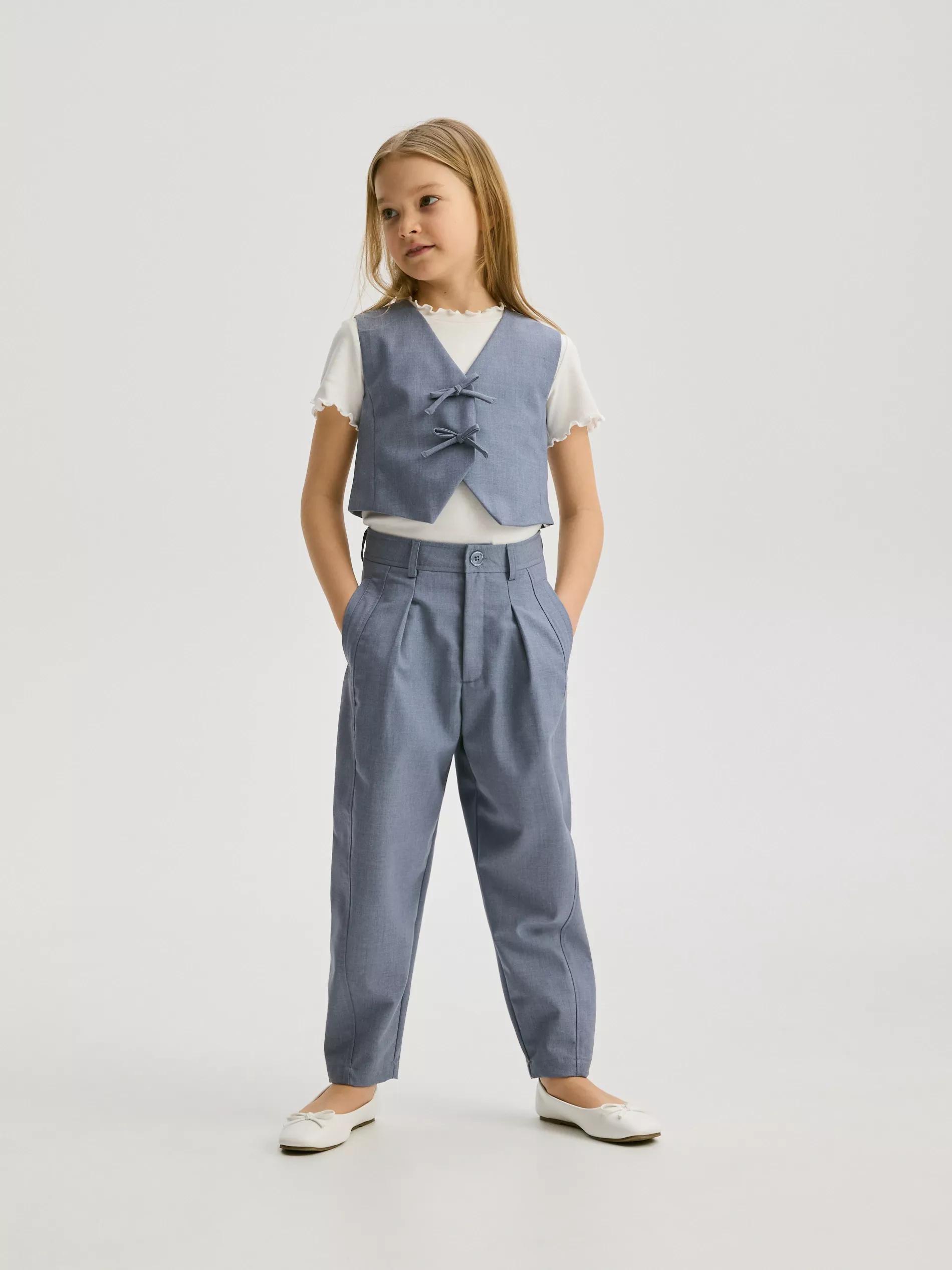 Blue Smart Elongated Waistcoat, Kids Girls, , large image number 3