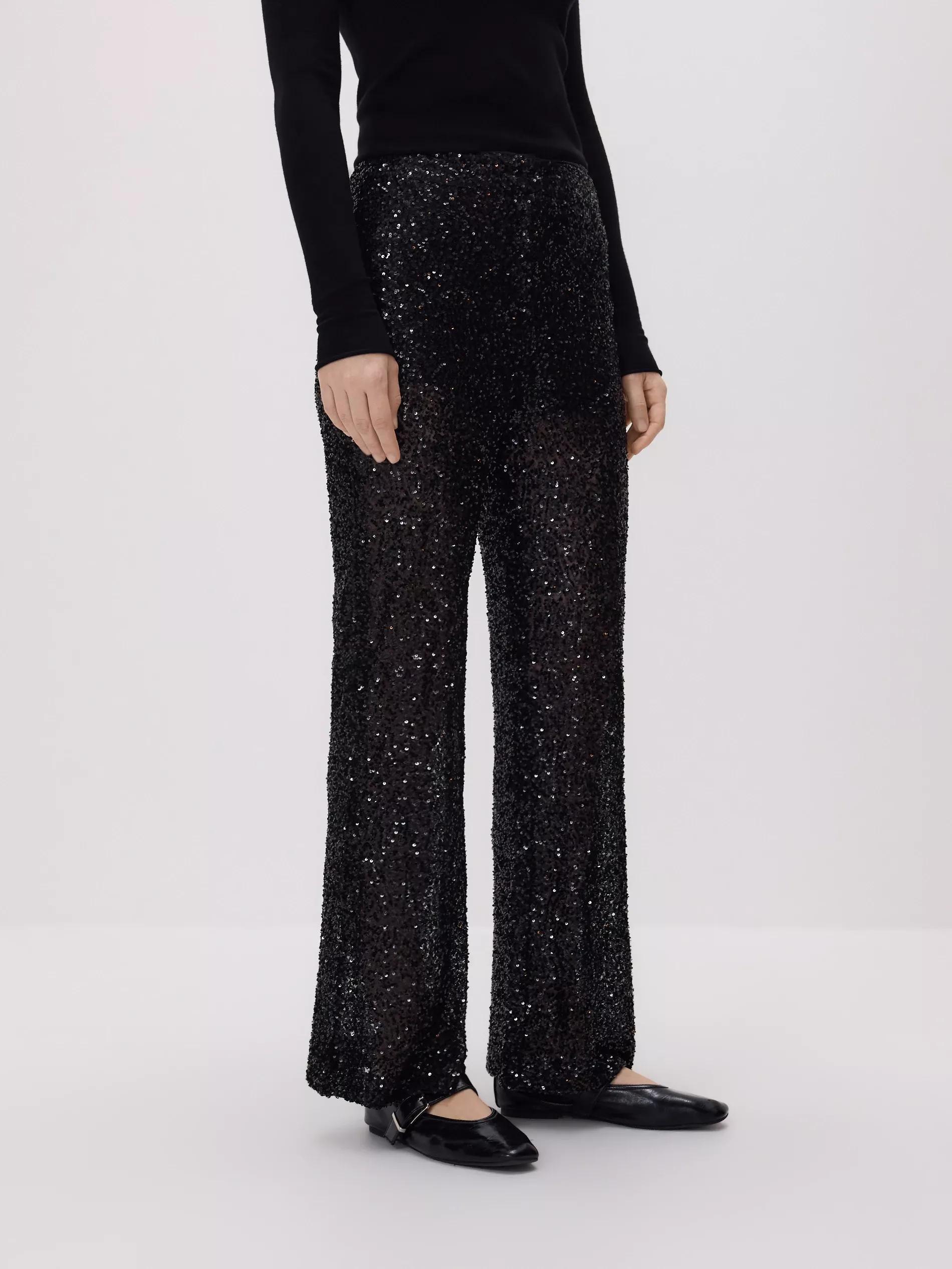 Black Sequin Trousers, Black, large image number 2