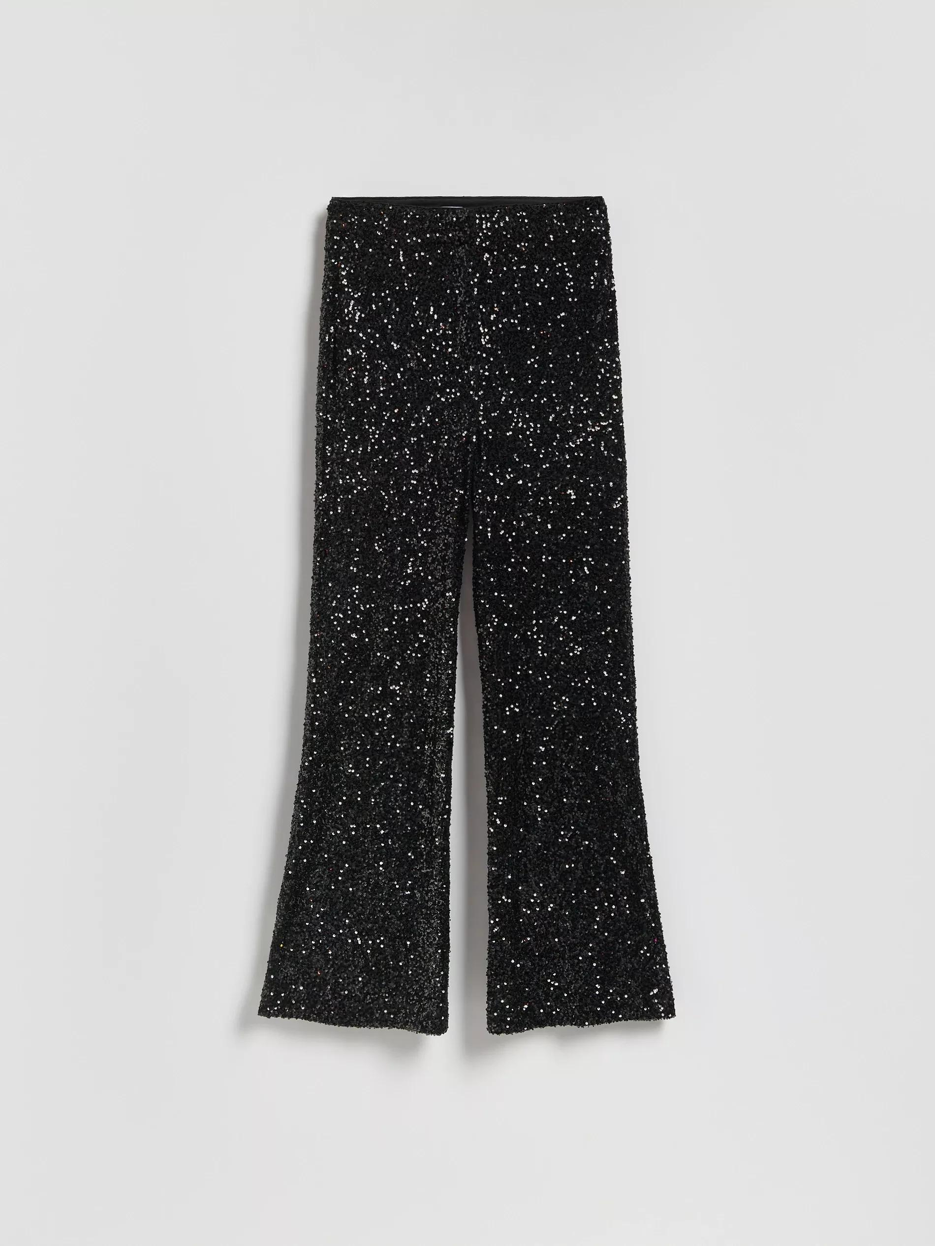 Black Sequin Trousers, Black, large image number 4