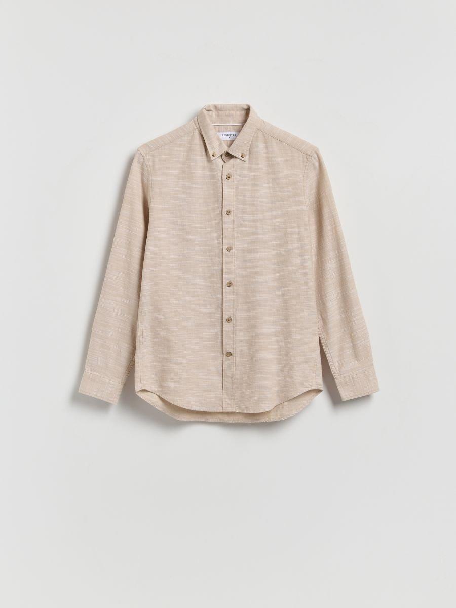 Beige Structural Fabric Regular Fit Shirt, Beige, medium