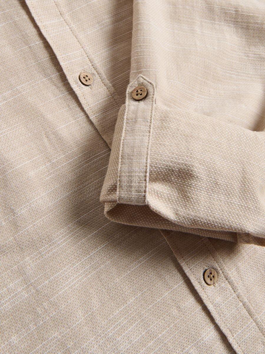Beige Structural Fabric Regular Fit Shirt, Beige, medium
