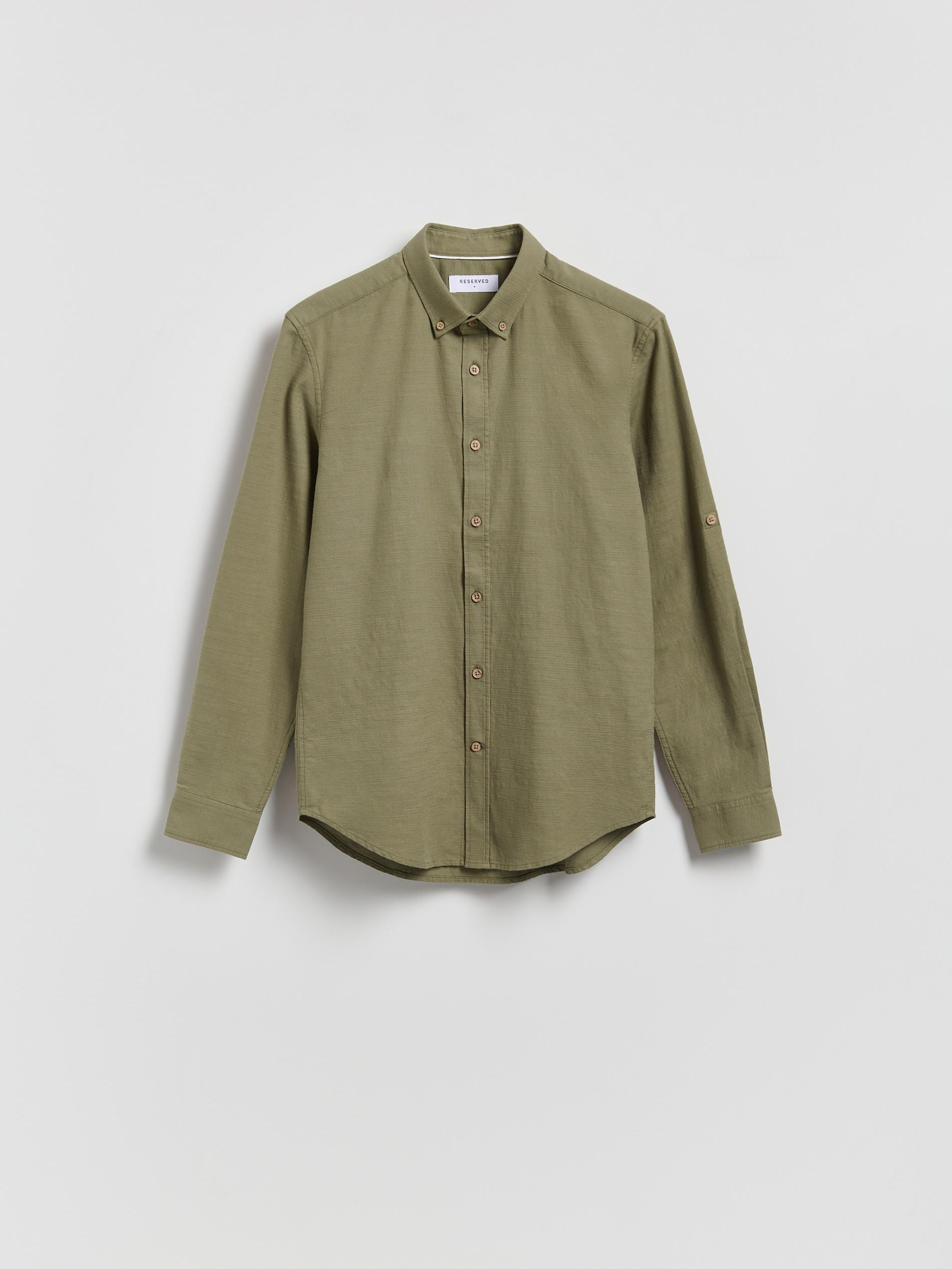 Green Structural Fabric Regular Fit Shirt, Green, medium