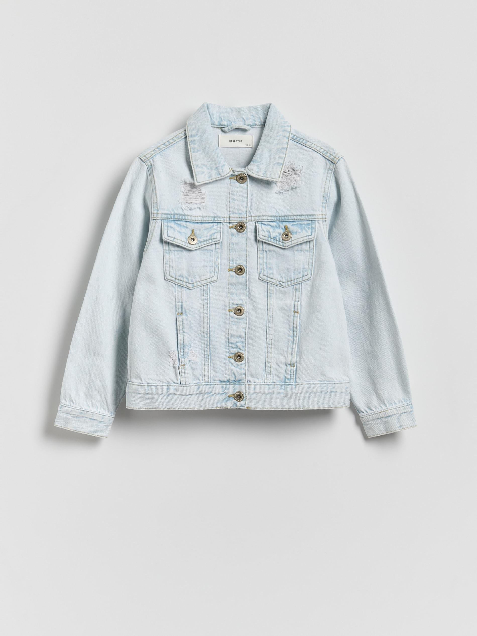 Blue Denim Jacket With Wash Effect, Blue, medium