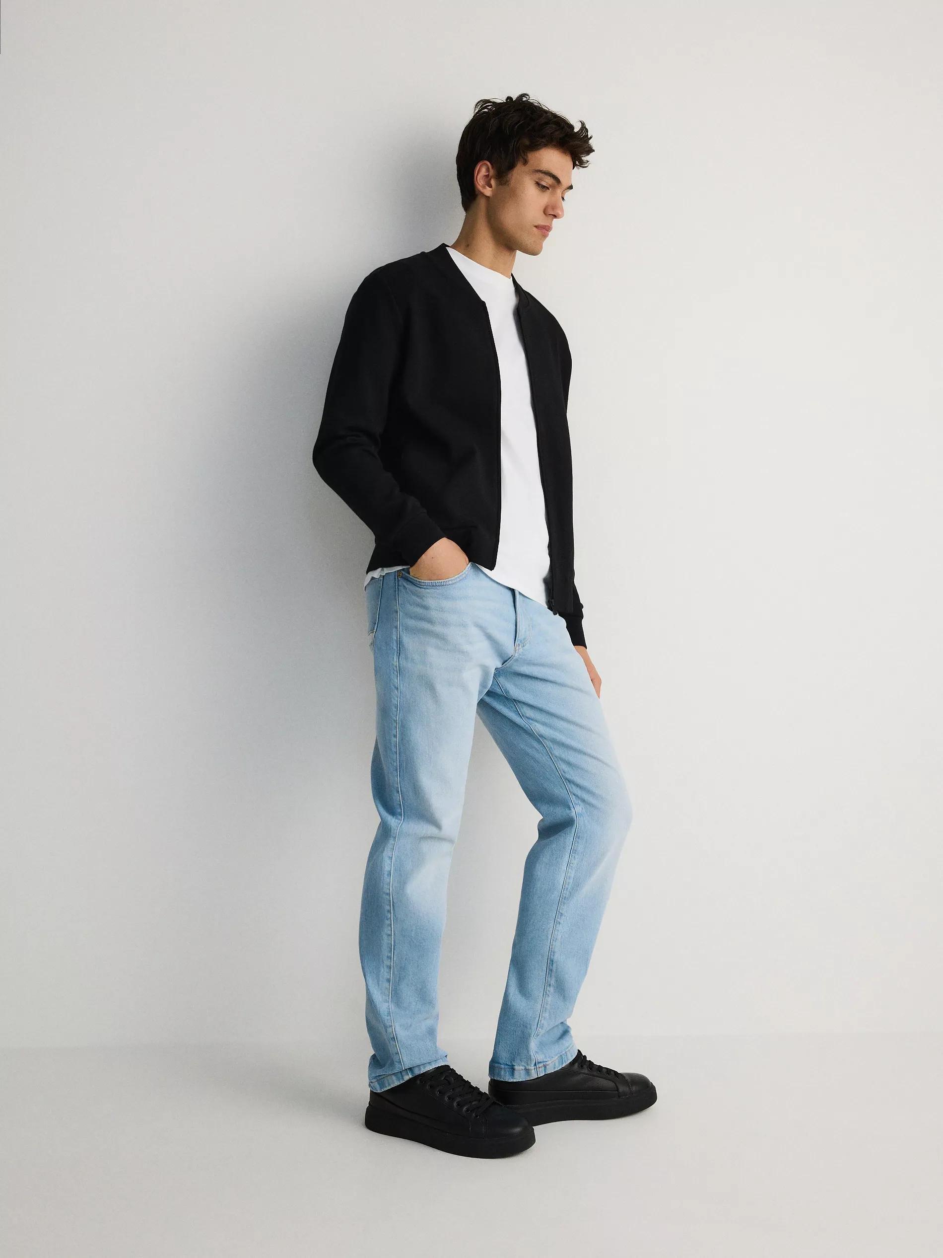 Blue Washed Effect Straight Jeans, , large image number 2