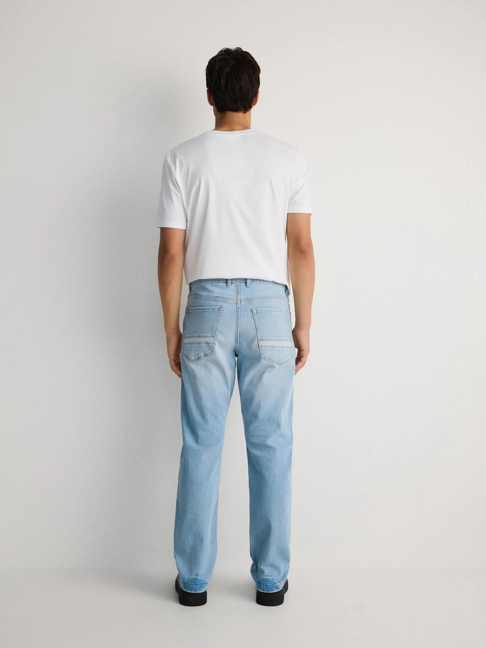 Blue Washed Effect Straight Jeans, , large image number 4