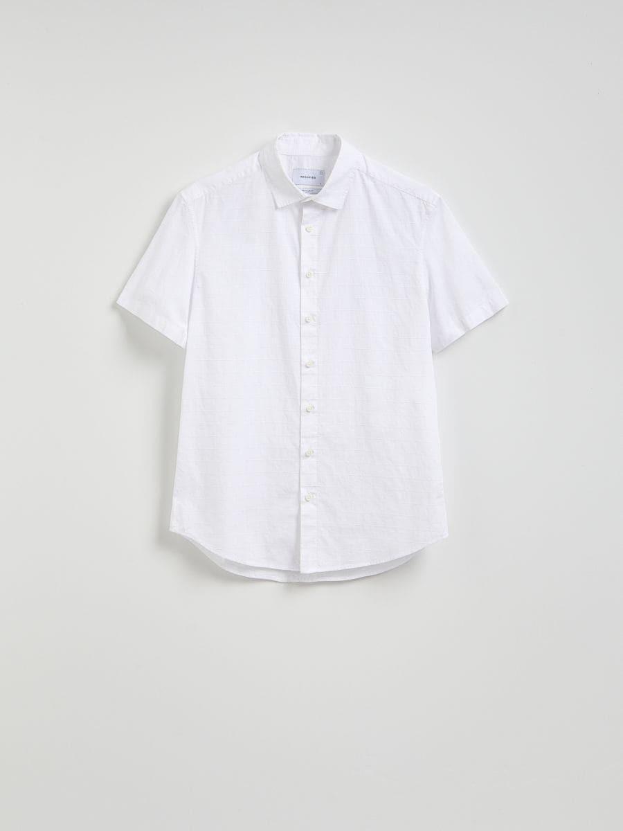 White Regular Fit Shirt In Structured Material, , large image number 0