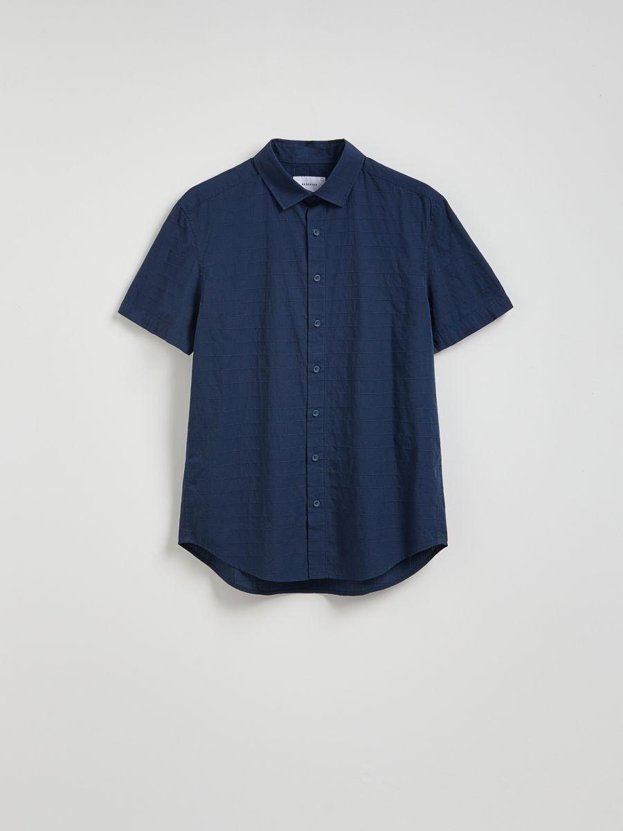 Navy Regular Fit Shirt In Structured Material, Navy, large image number 0