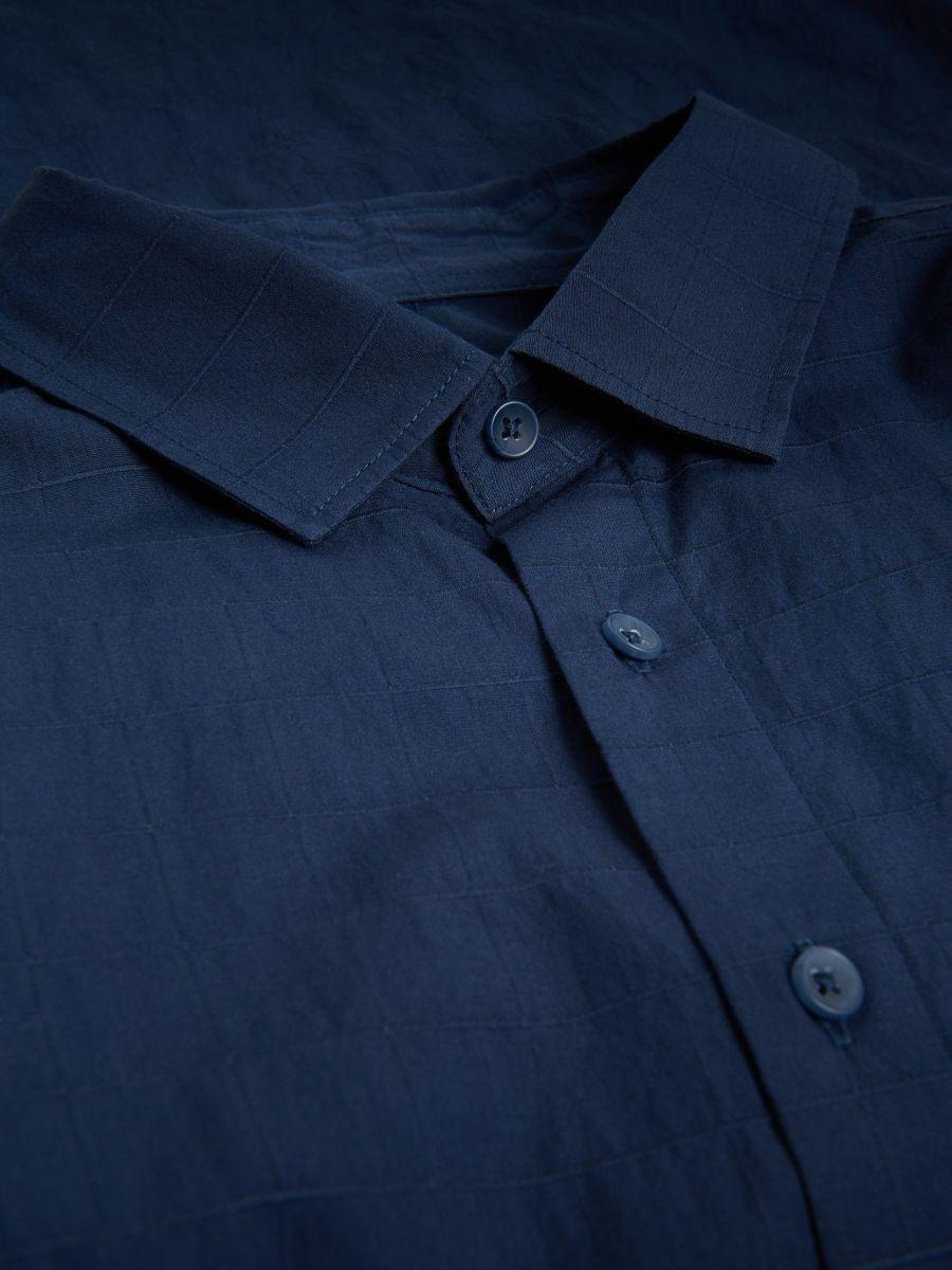 Navy Regular Fit Shirt In Structured Material, Navy, large image number 1