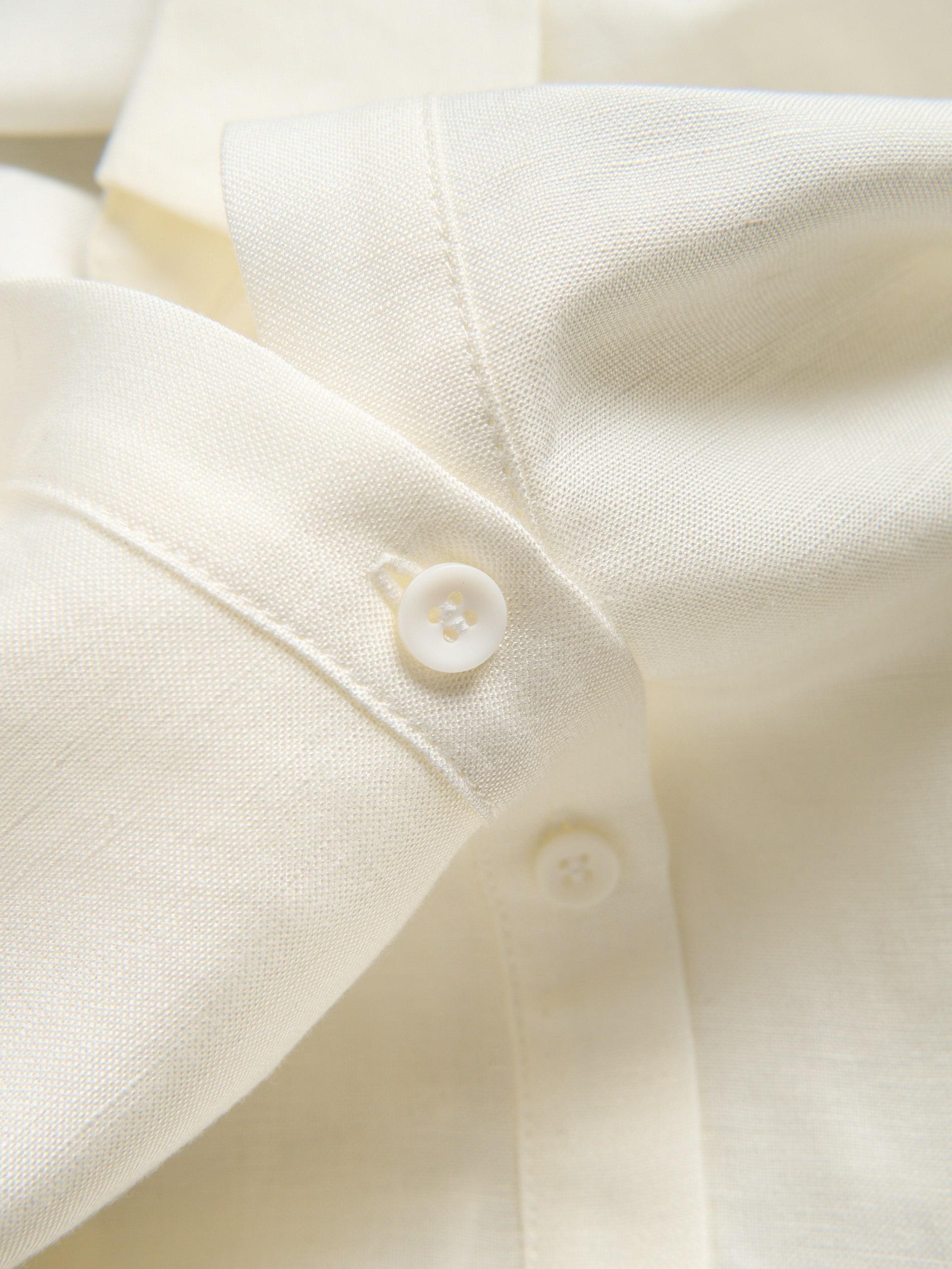 White Linen Blend Midi Dress, White, large image number 5