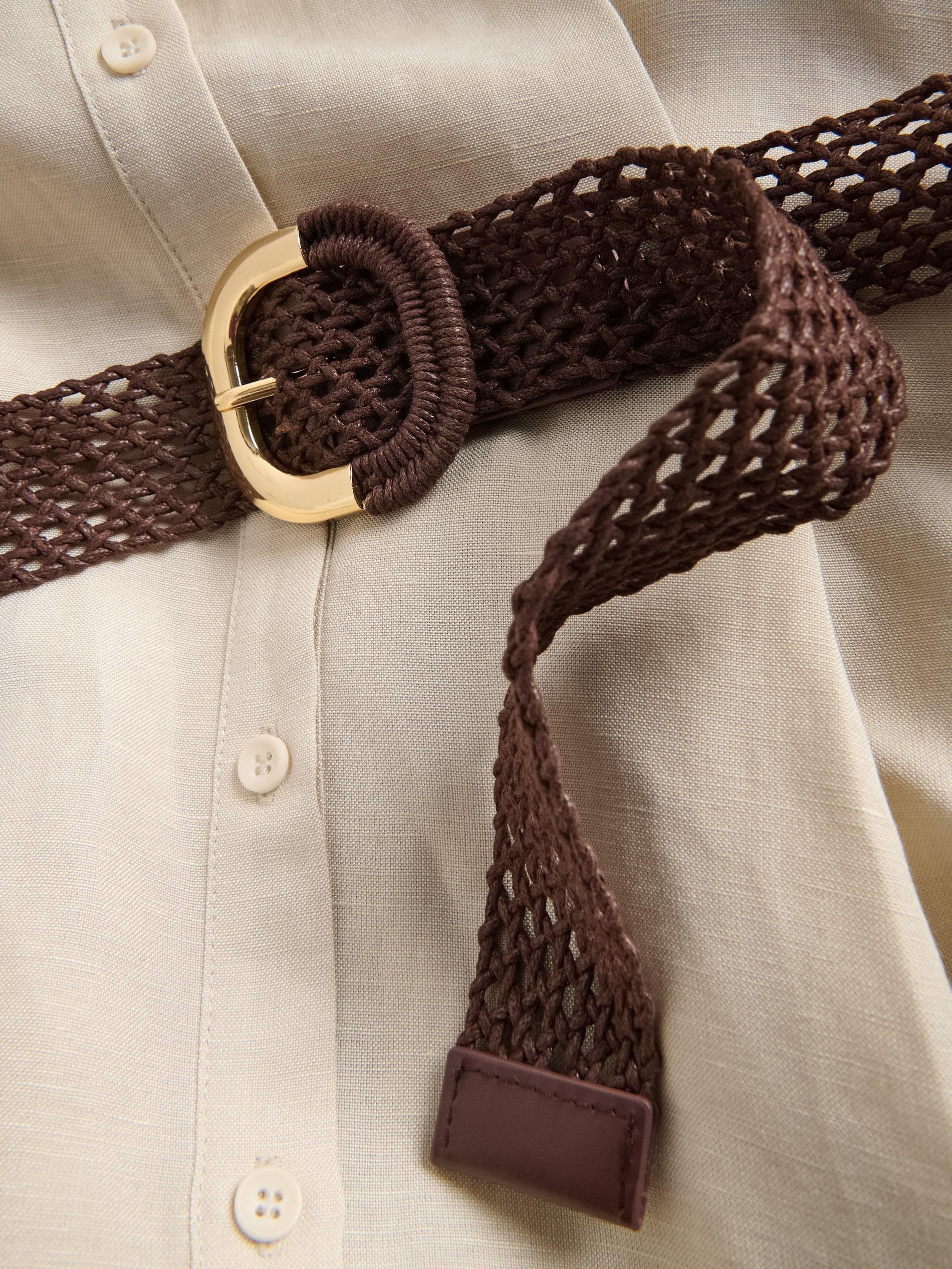 Beige Linen Blend Midi Dress, Beige, large image number 3