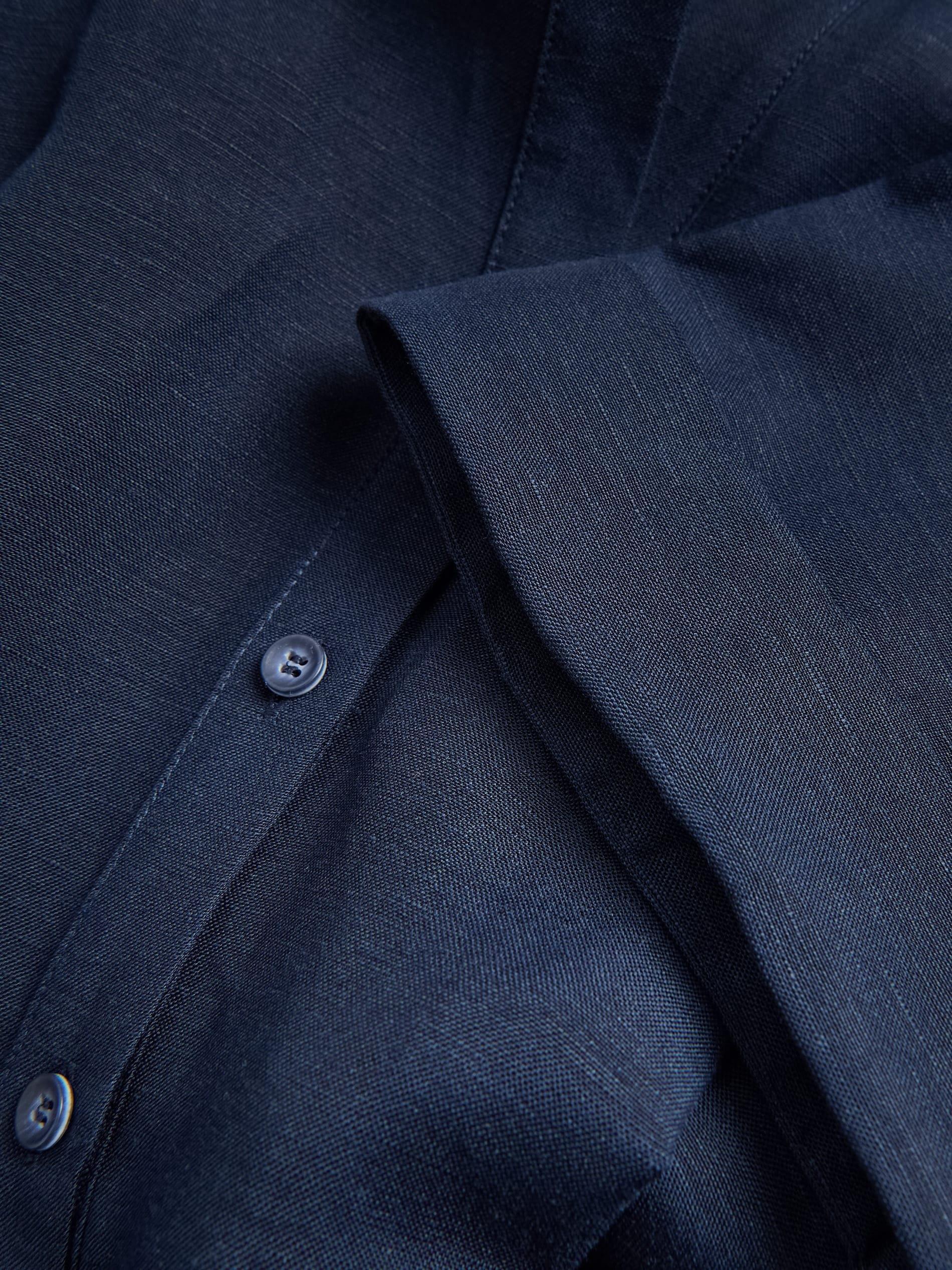 Navy Linen Blend Midi Dress, Navy, large image number 3