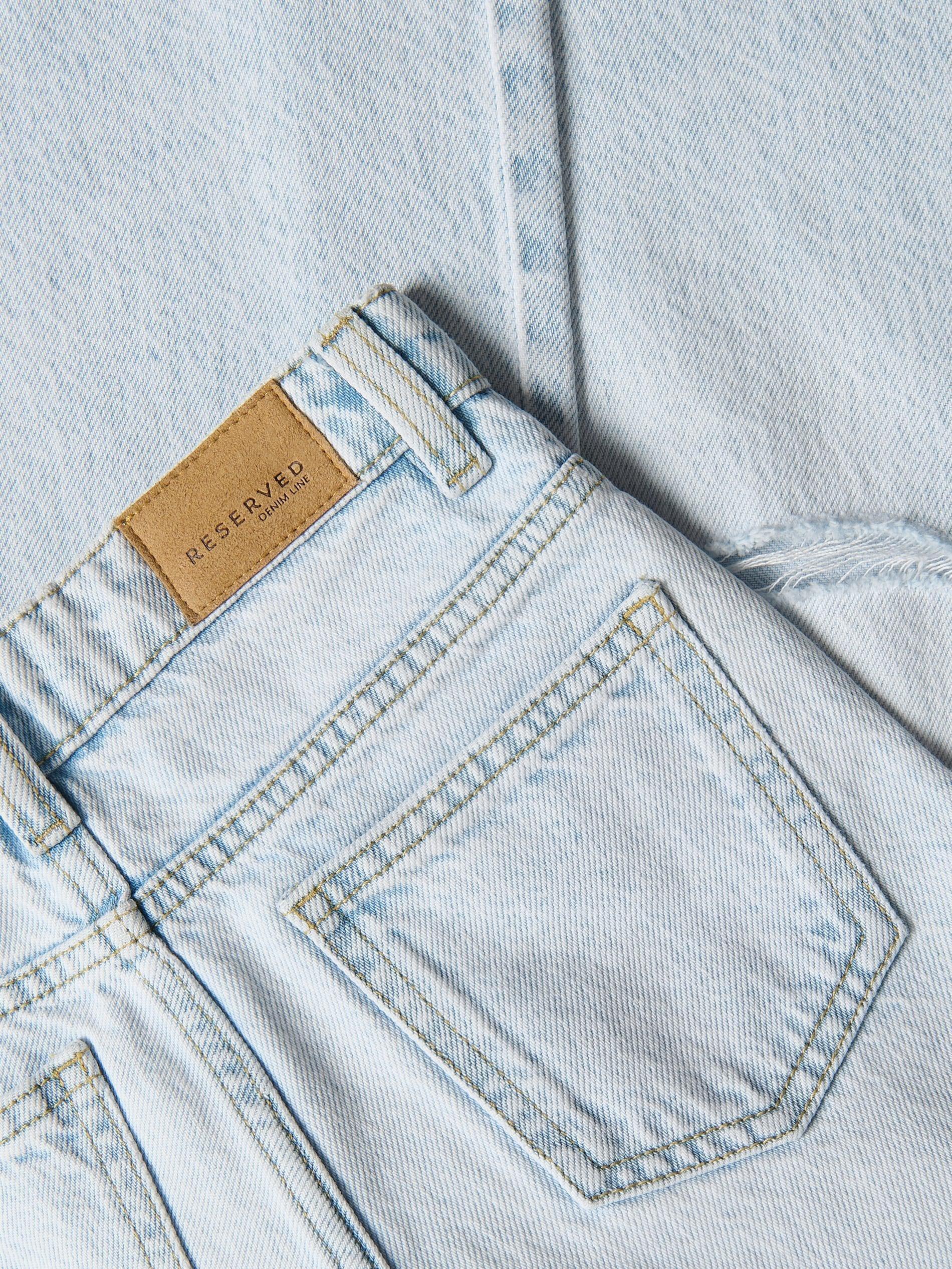 Blue Distressed Wide-Leg Jeans, Blue, large image number 3