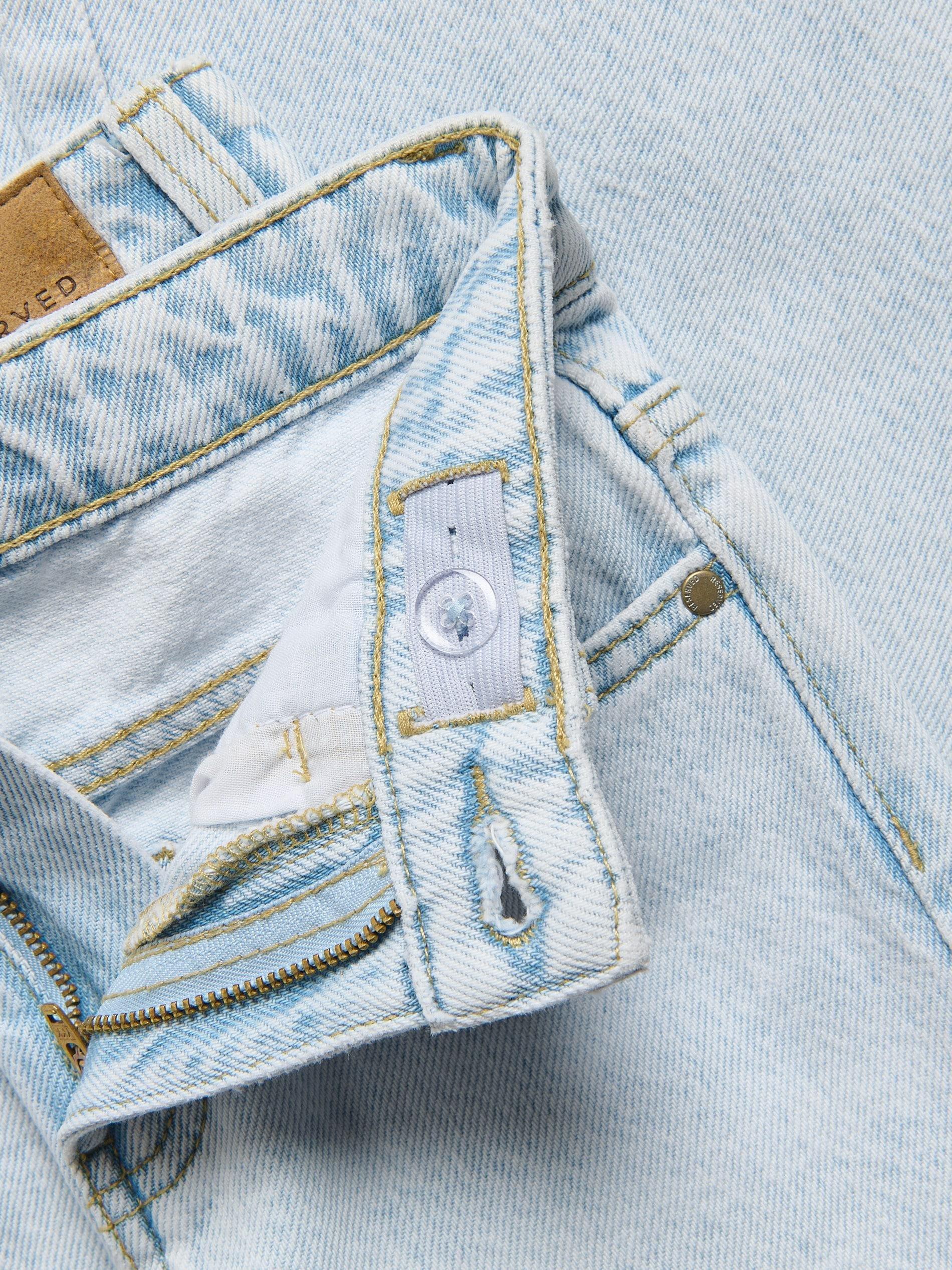 Blue Distressed Wide-Leg Jeans, Blue, large image number 4