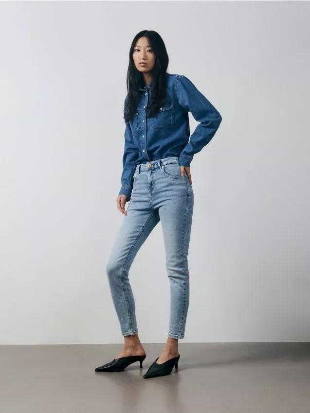 Blue Mid Rise Slim Jeans, , large image number 0