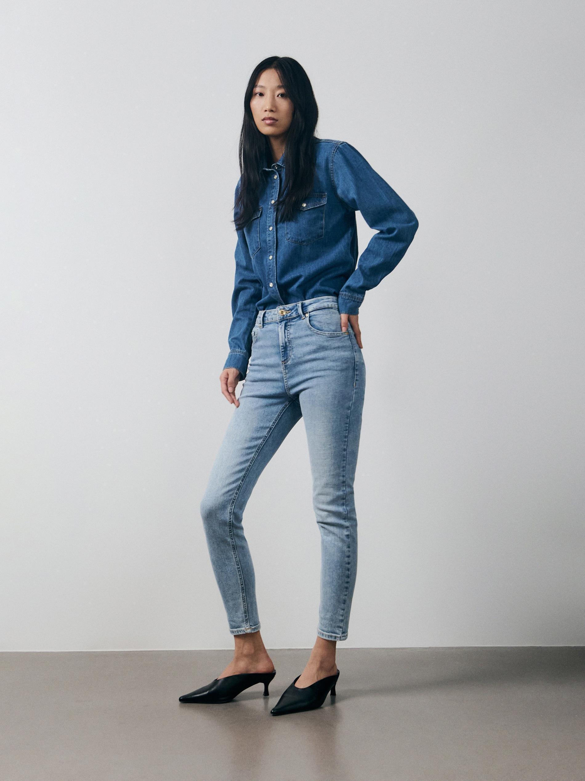 Blue Mid Rise Slim Jeans, , large image number 1
