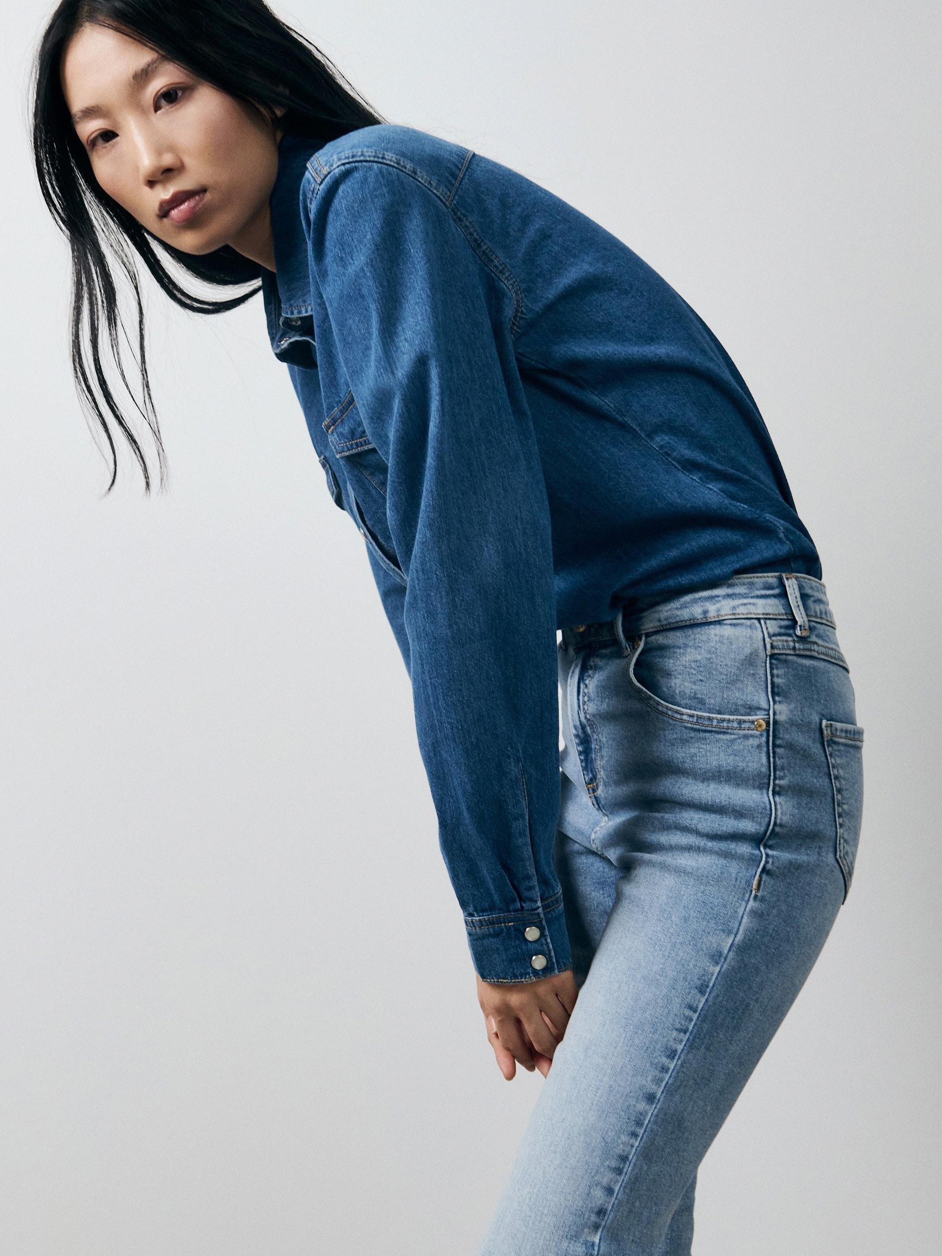 Blue Mid Rise Slim Jeans, , large image number 2