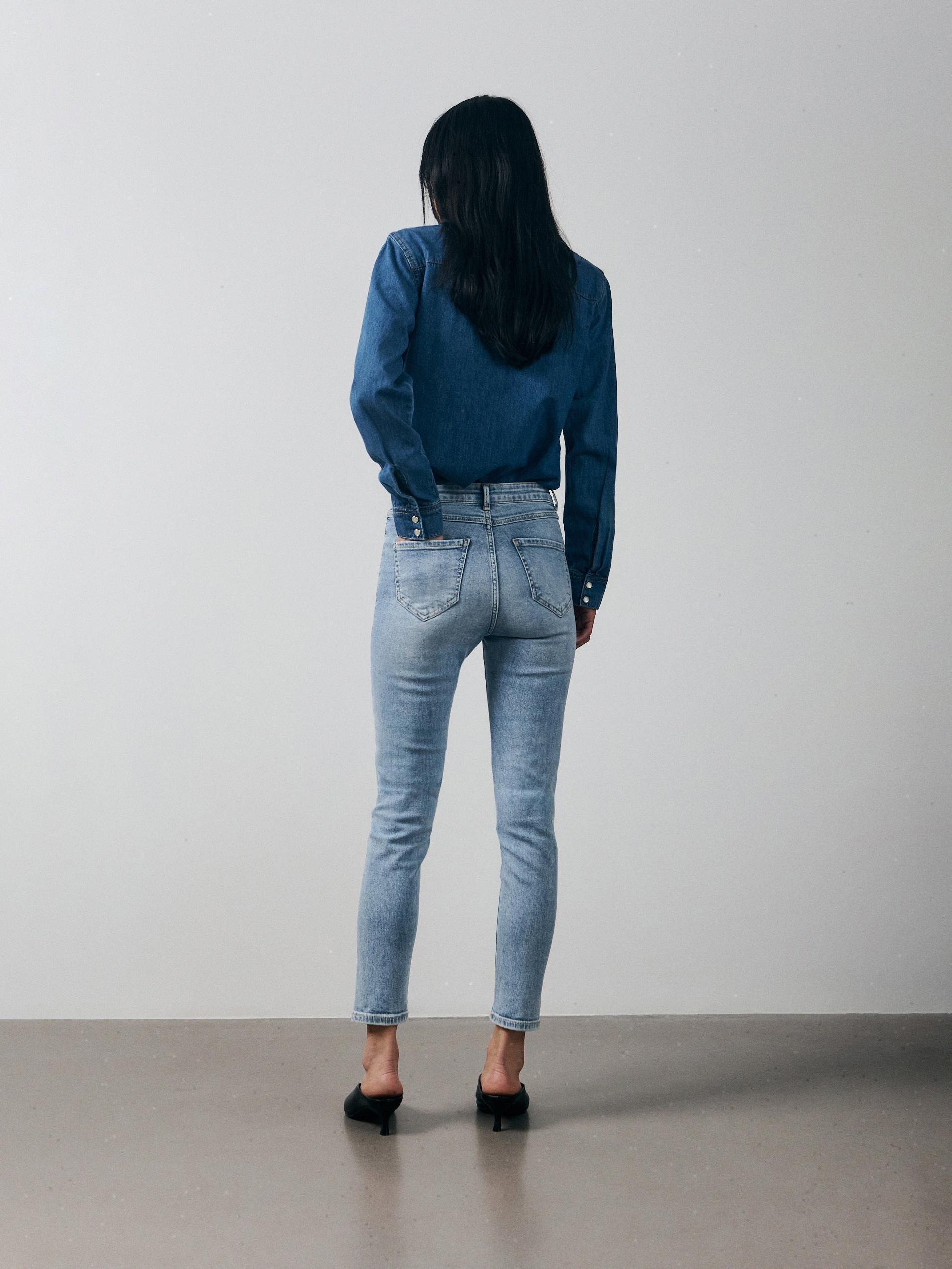 Blue Mid Rise Slim Jeans, , large image number 4