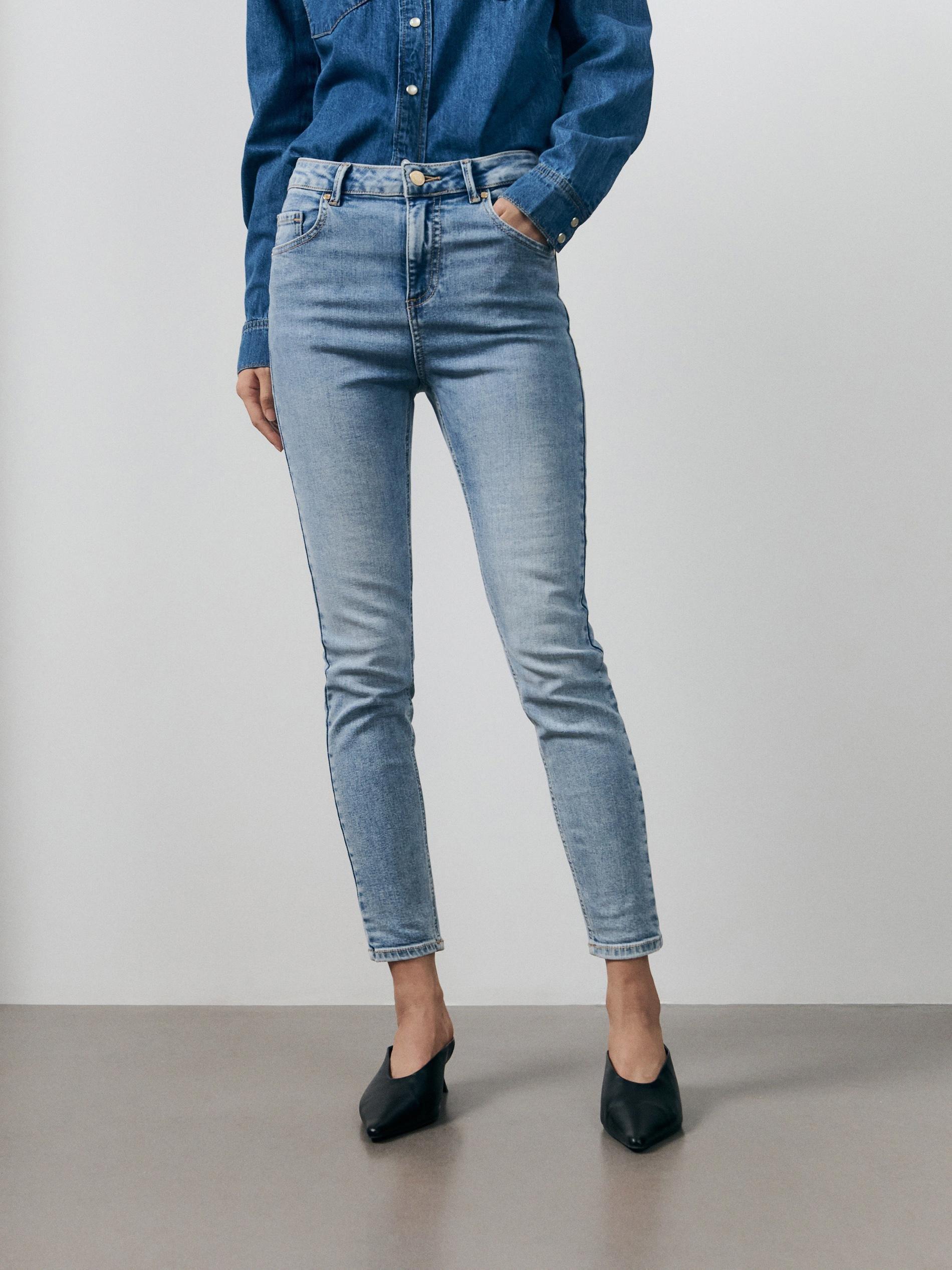 Blue Mid Rise Slim Jeans, , large image number 5