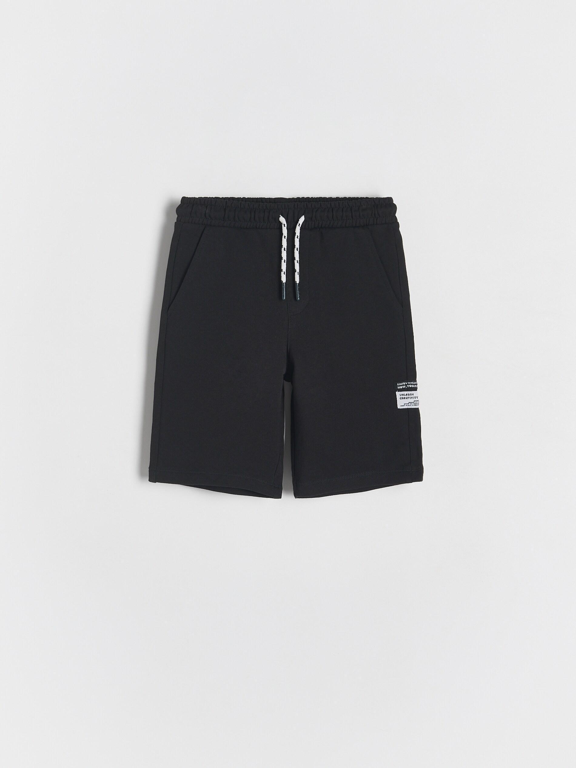 Black Cotton Shorts, Black, medium