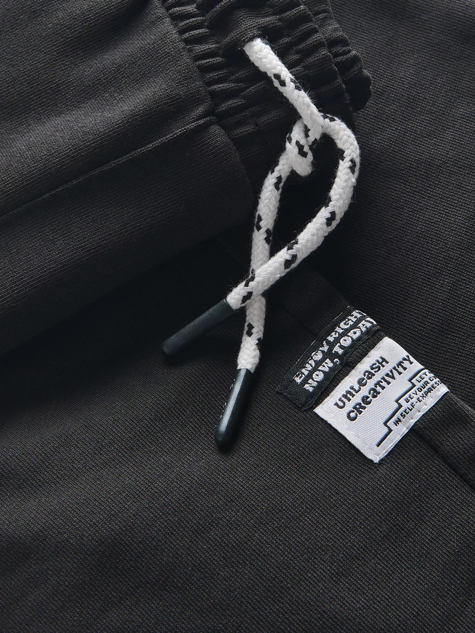 Black Cotton Shorts, Black, medium