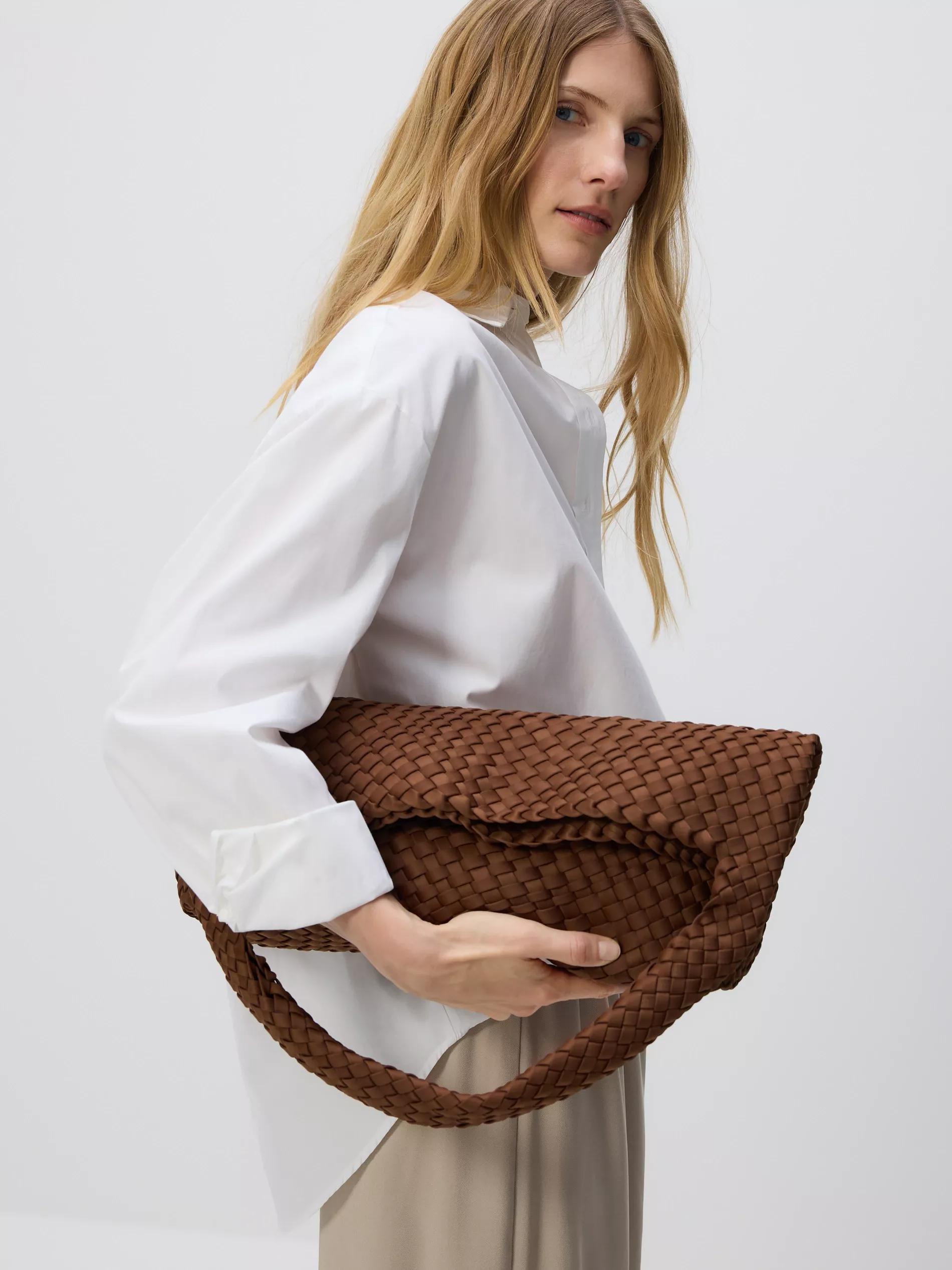 Brown Braided Hobo Bag, Brown, large image number 1