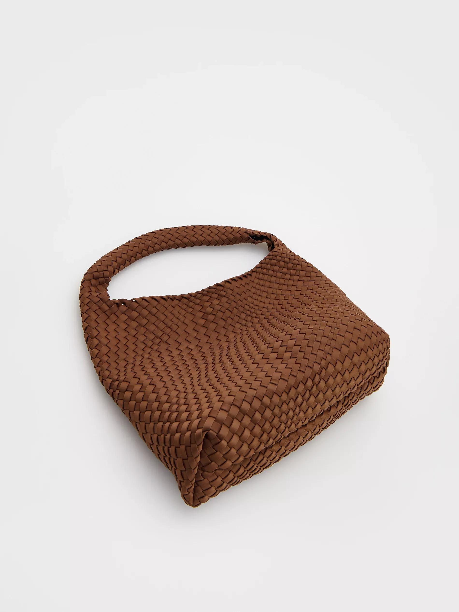 Brown Braided Hobo Bag, Brown, large image number 4