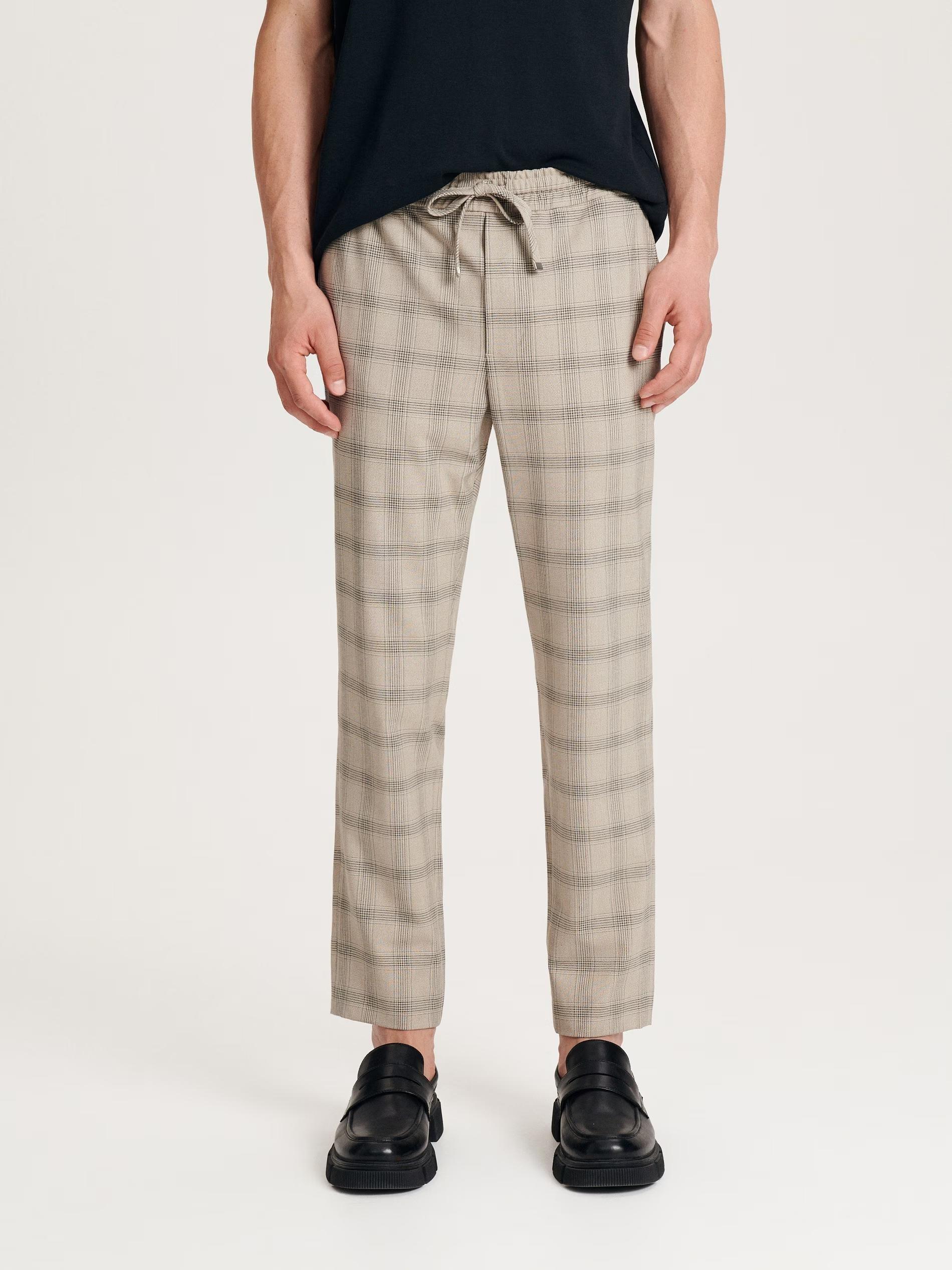 Beige Tie Detail Trousers, , large image number 1