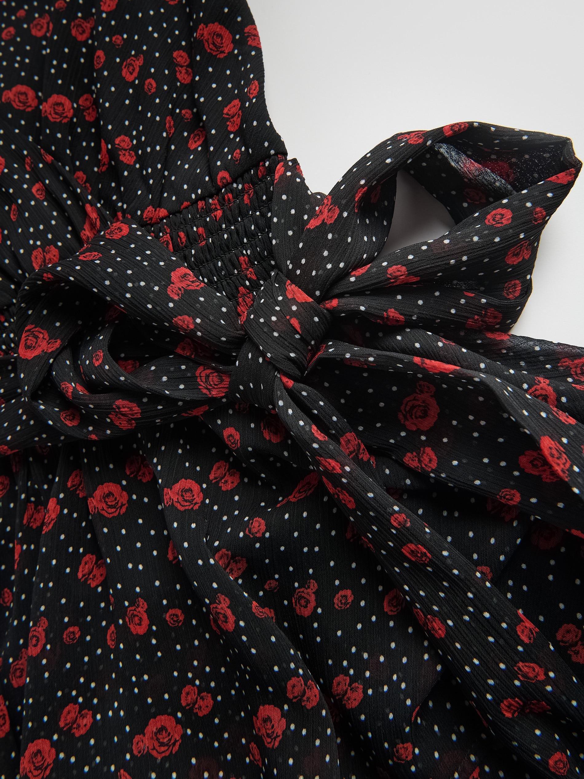 Black Patterned Midi Dress, Black, large image number 5